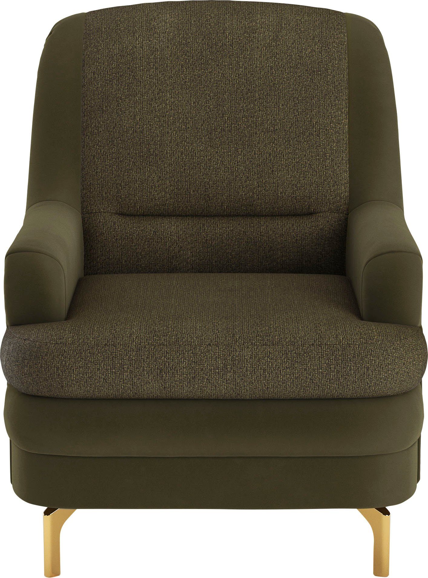 sit&more Fauteuil Oriënt inclusief 1 sierkussen met strassteentjes, goudkleurige metalen poten fauteuils groen
