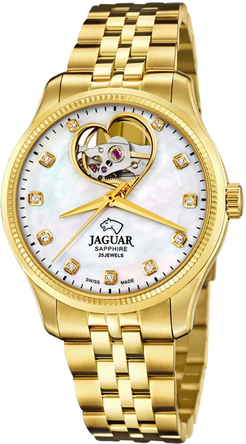 Jaguar Automatisch horloge Polshorloge, dameshorloge, open balans in hartvorm, saffierglas, Swiss Made