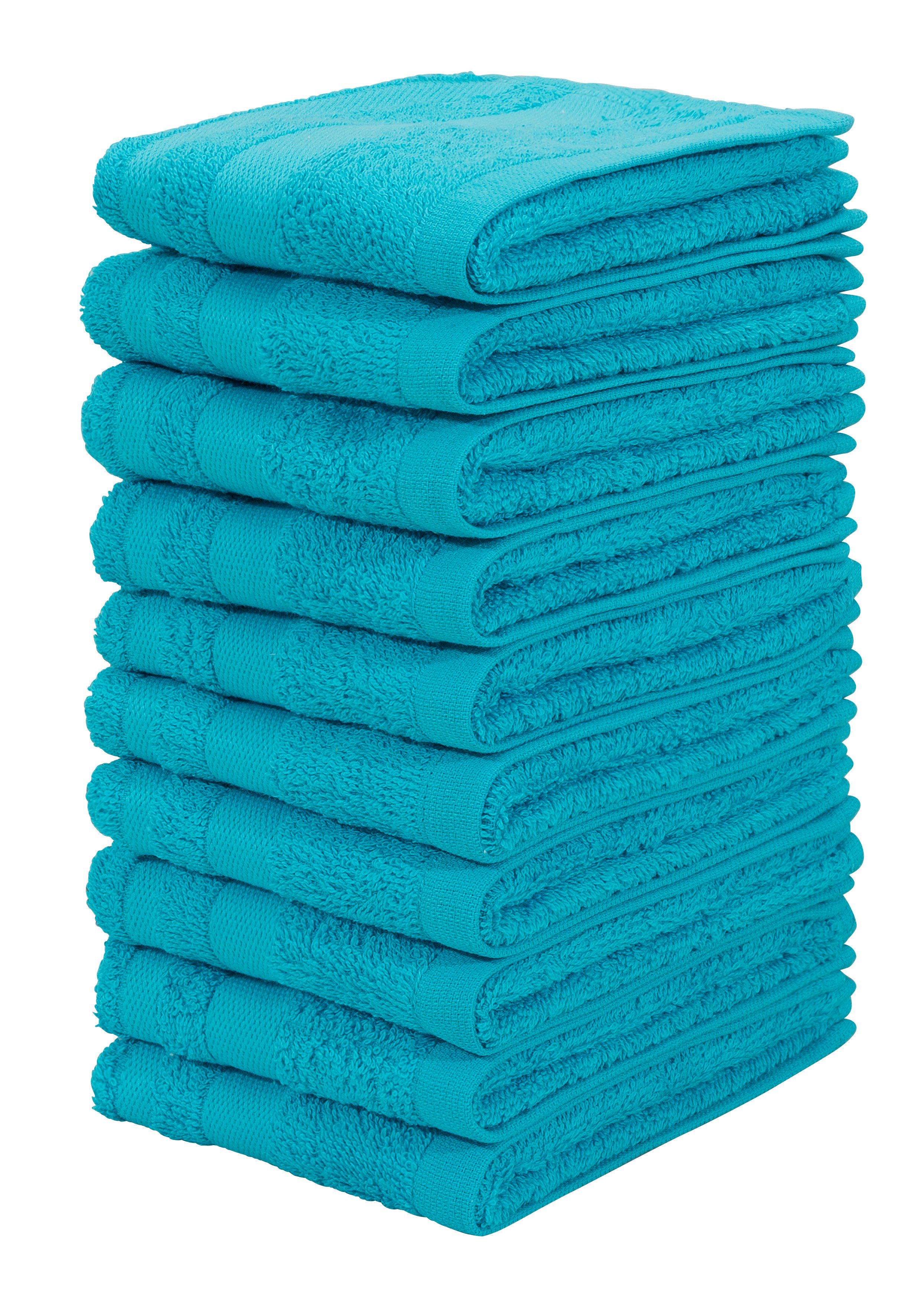 my home Washandje Vanessa Handdoeken met randdessin, 100% katoen, uni, zacht (set, 10-delig)