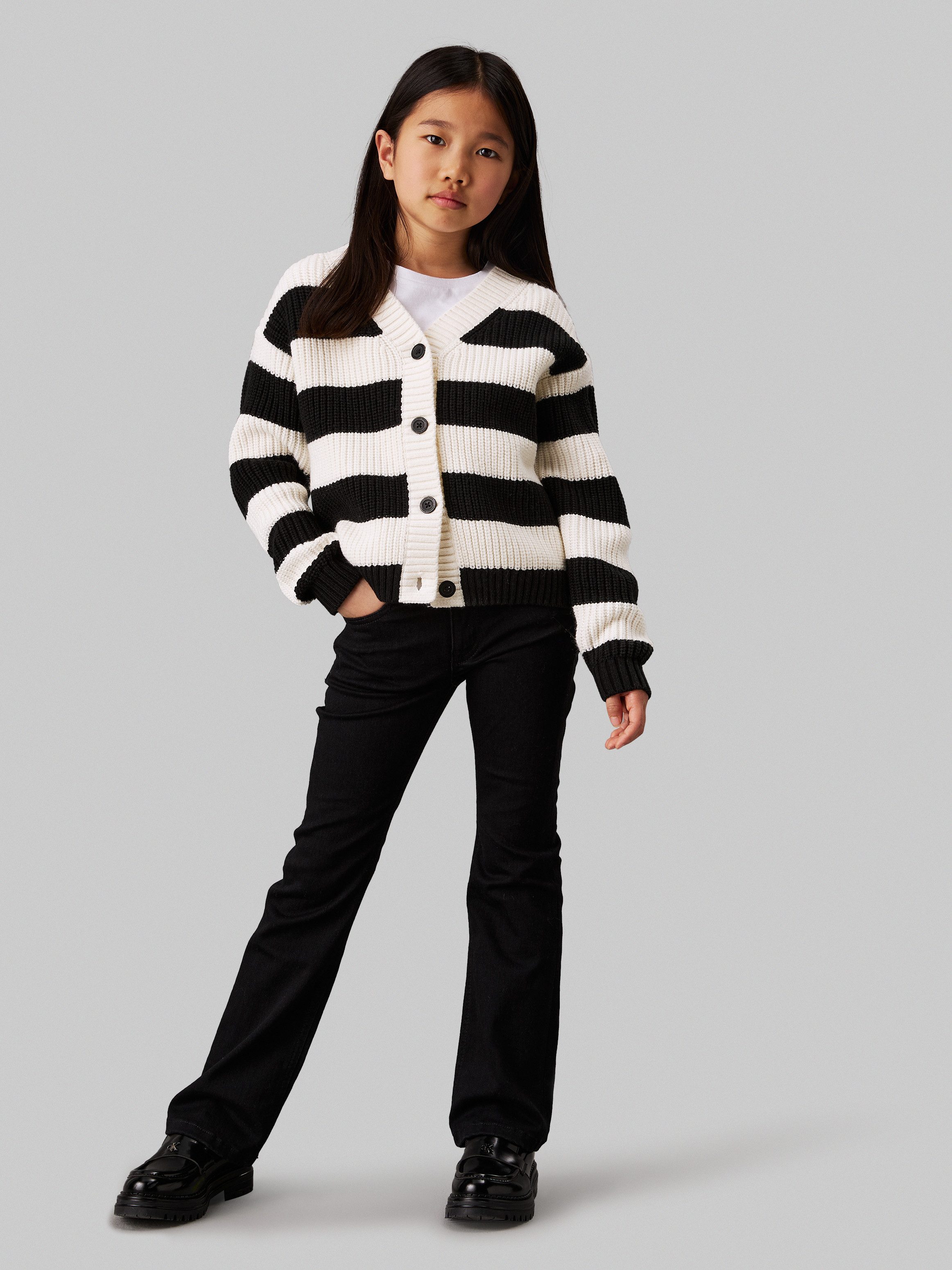 Calvin Klein Wijd uitlopende jeans Mr Flare Ess Black Str Denim voor kinderen tot 16 jaar en met logo-patch