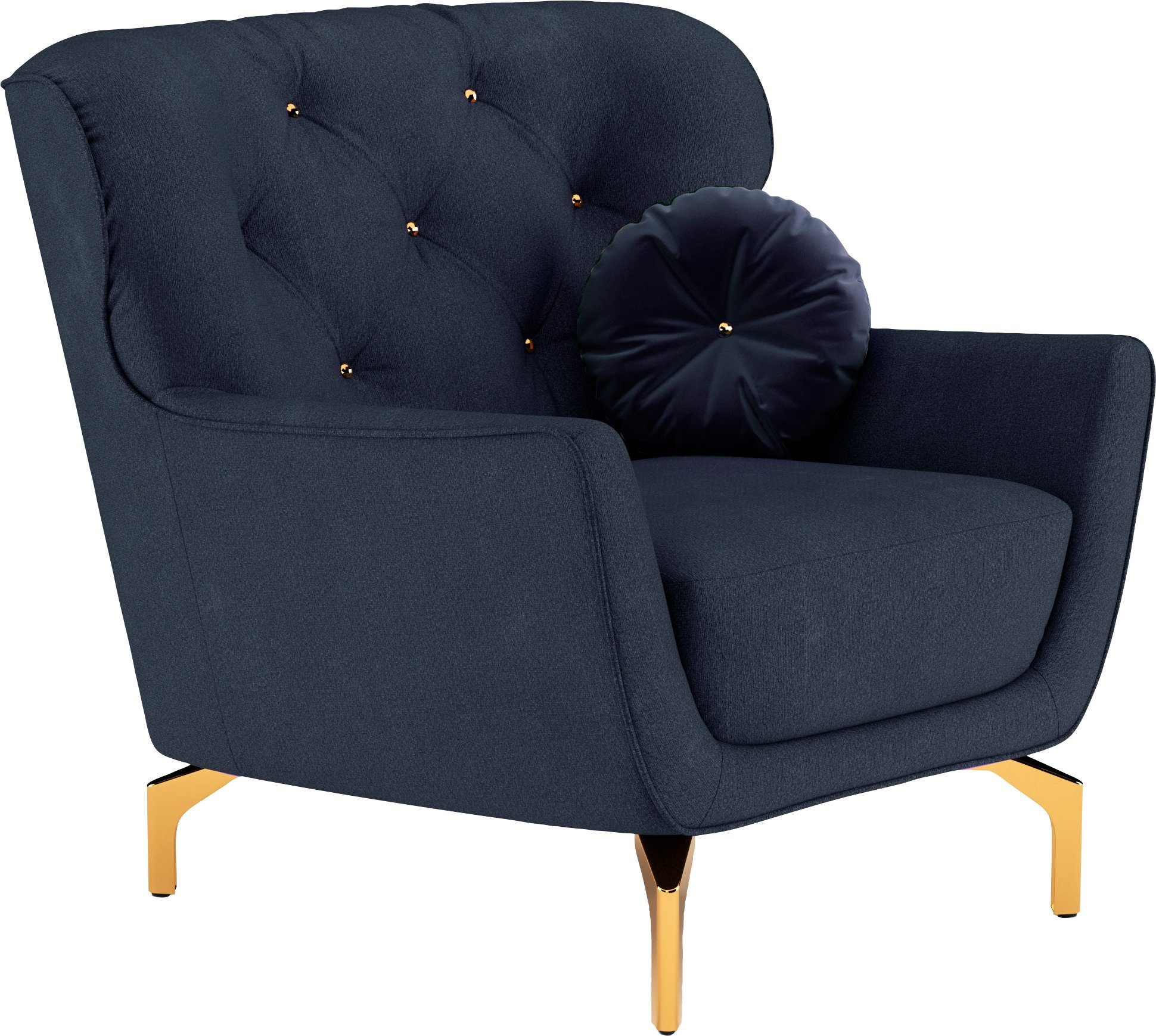 sit&more Fauteuil Orient 3 inclusief 1 sierkussen met strassteentjes, goudkleurige metalen poten