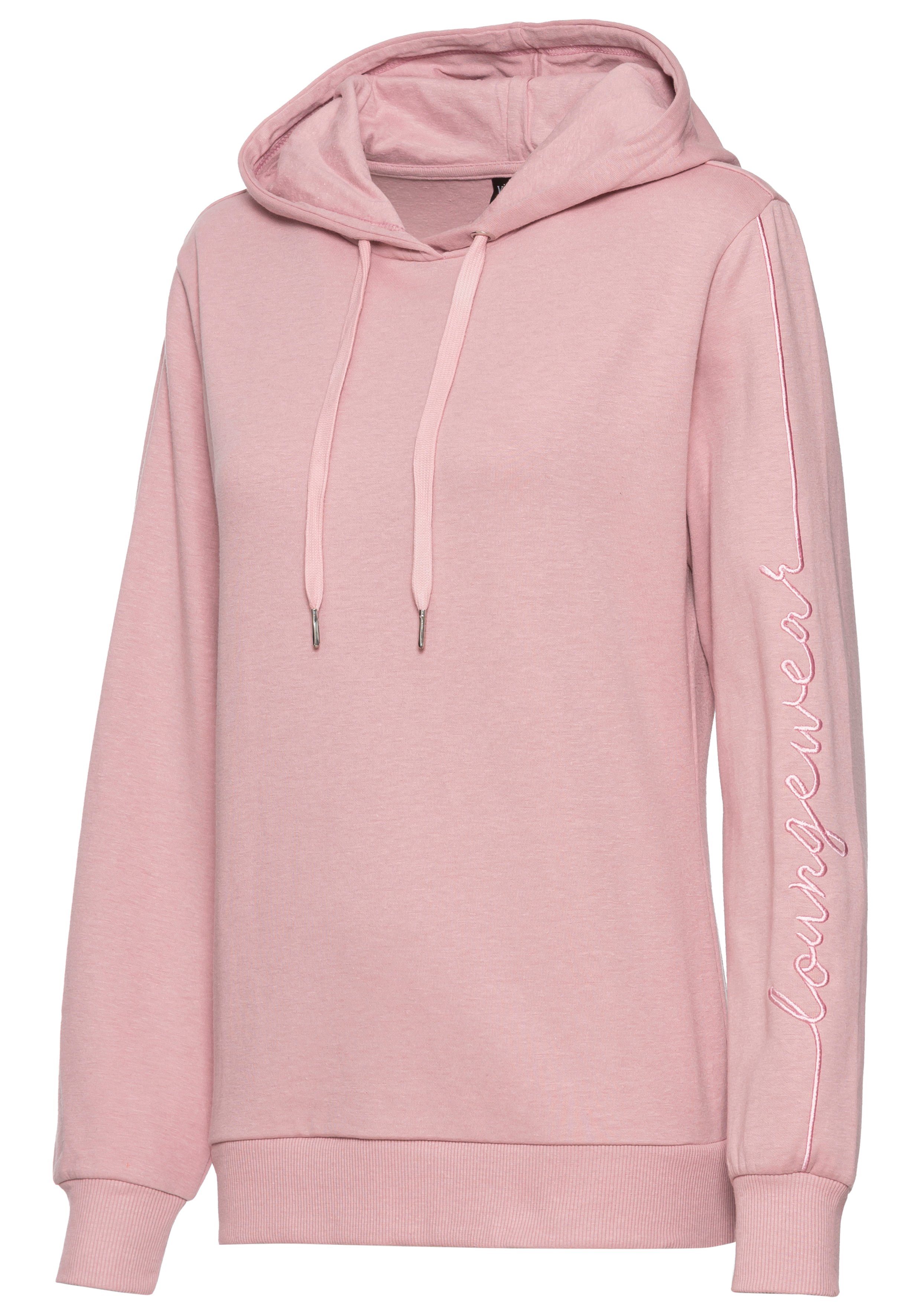 Vivance Hoodie met zij-loungewear borduring, loungeshirt