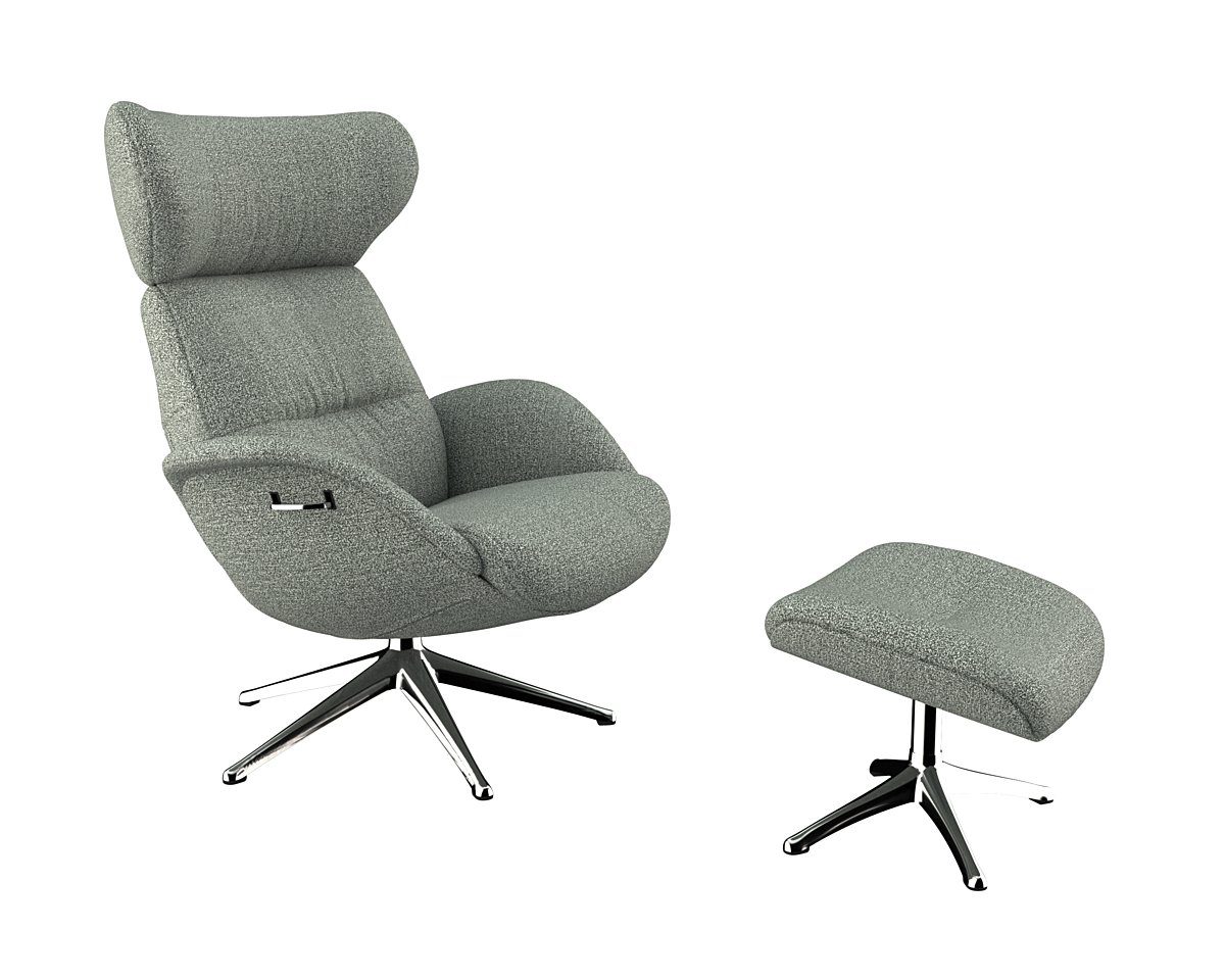 FLEXLUX Relaxfauteuil More, functionele stoel, gestoffeerde stoel, armleunstoel, TV-fauteuil Premium comfort, rug- en hoofdeindeverstelling, draaibaar, voet van aluminium