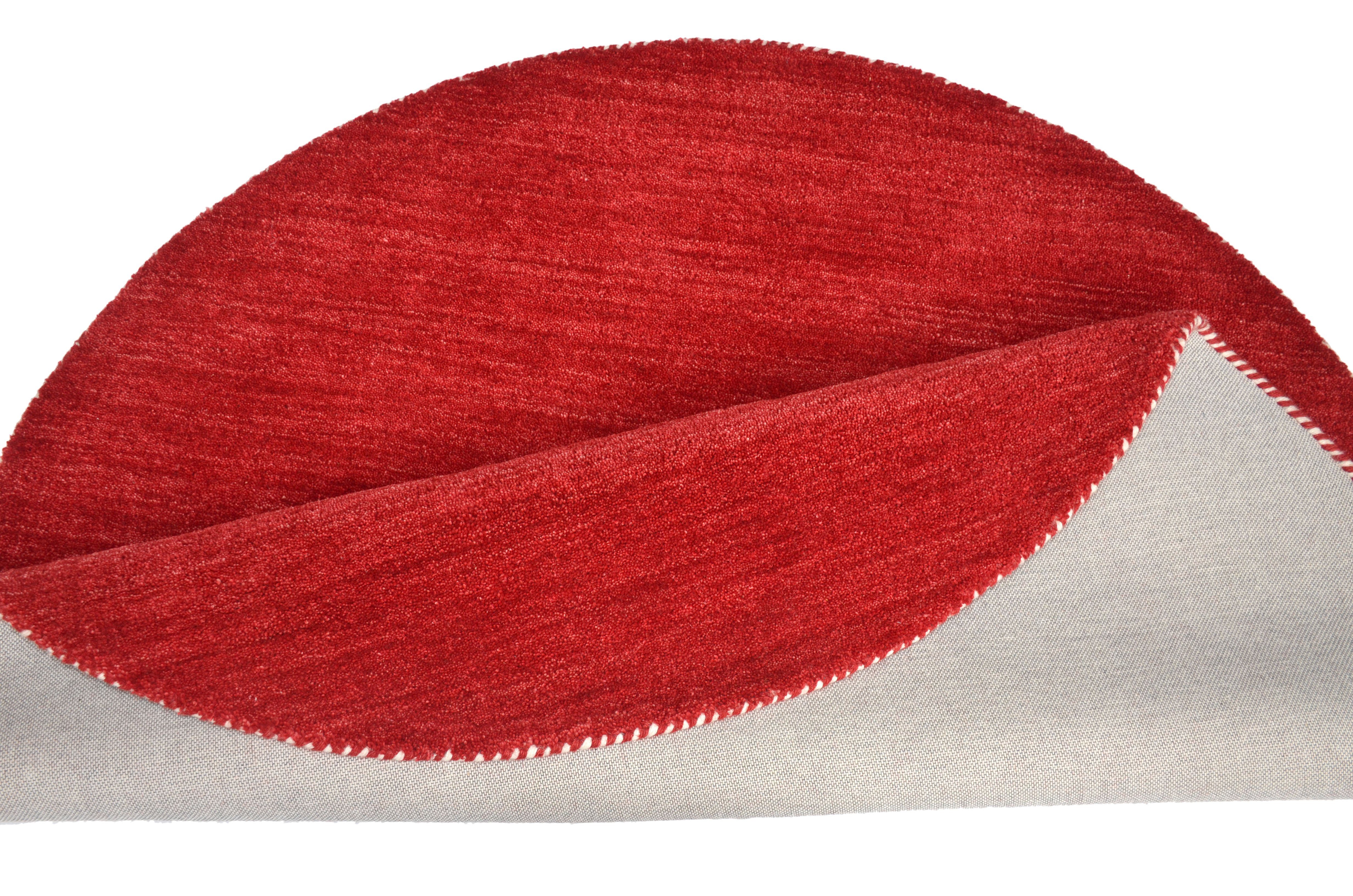 THEKO Wollen kleed Gabbeh uni, Handgeweven vloerkleed, mêlee, zuivere wol, met de hand geweven