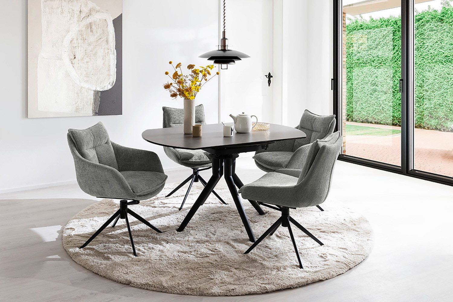 MCA furniture Eetkamerstoel Parker (2-set), draaibaar 360°, draai- & schommelfunctie, belastbaarheid 120 kg
