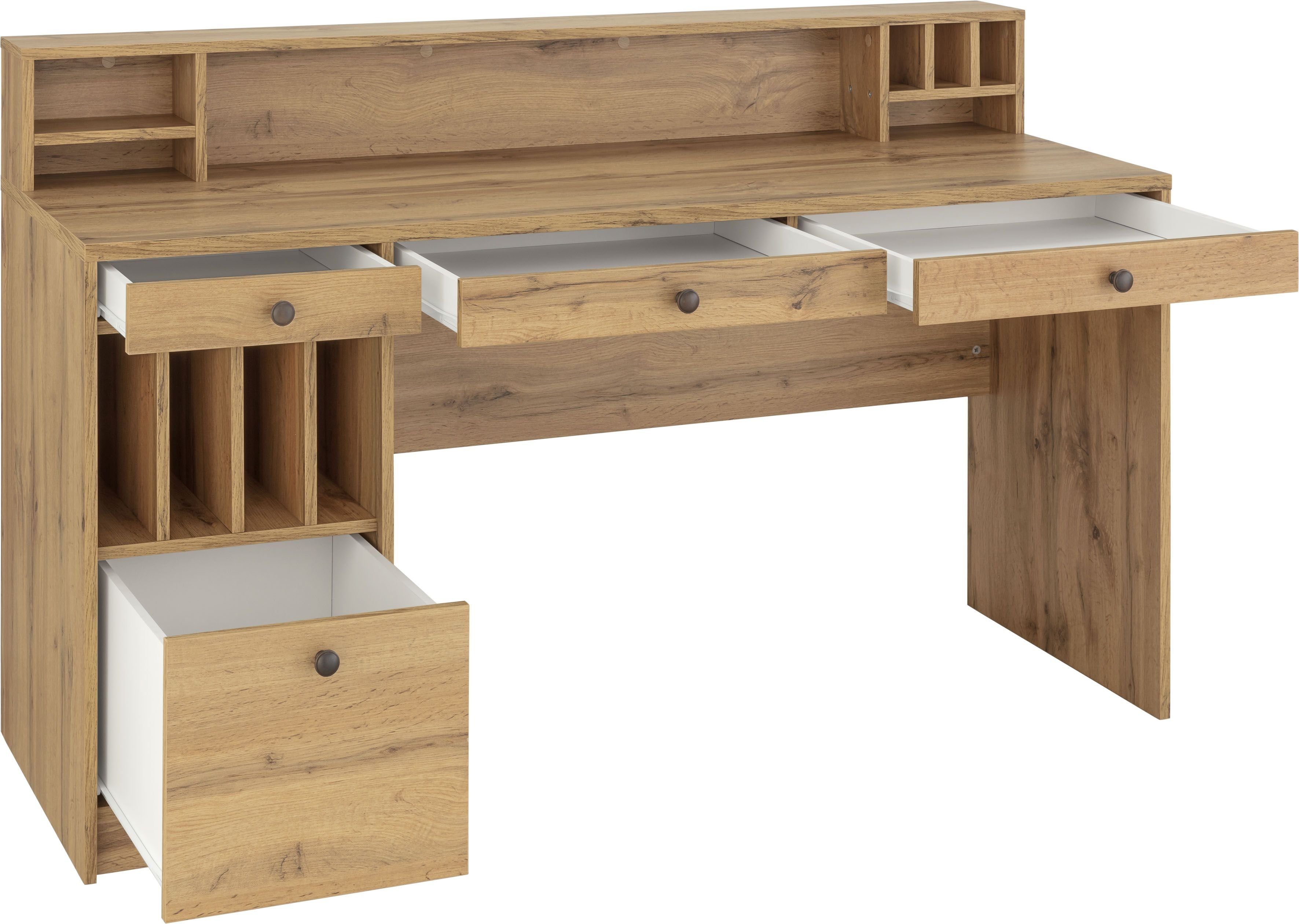 Home affaire Bureau Licia Bureau 'Licia', groot werkblad, veel bergruimte, 158 cm breed