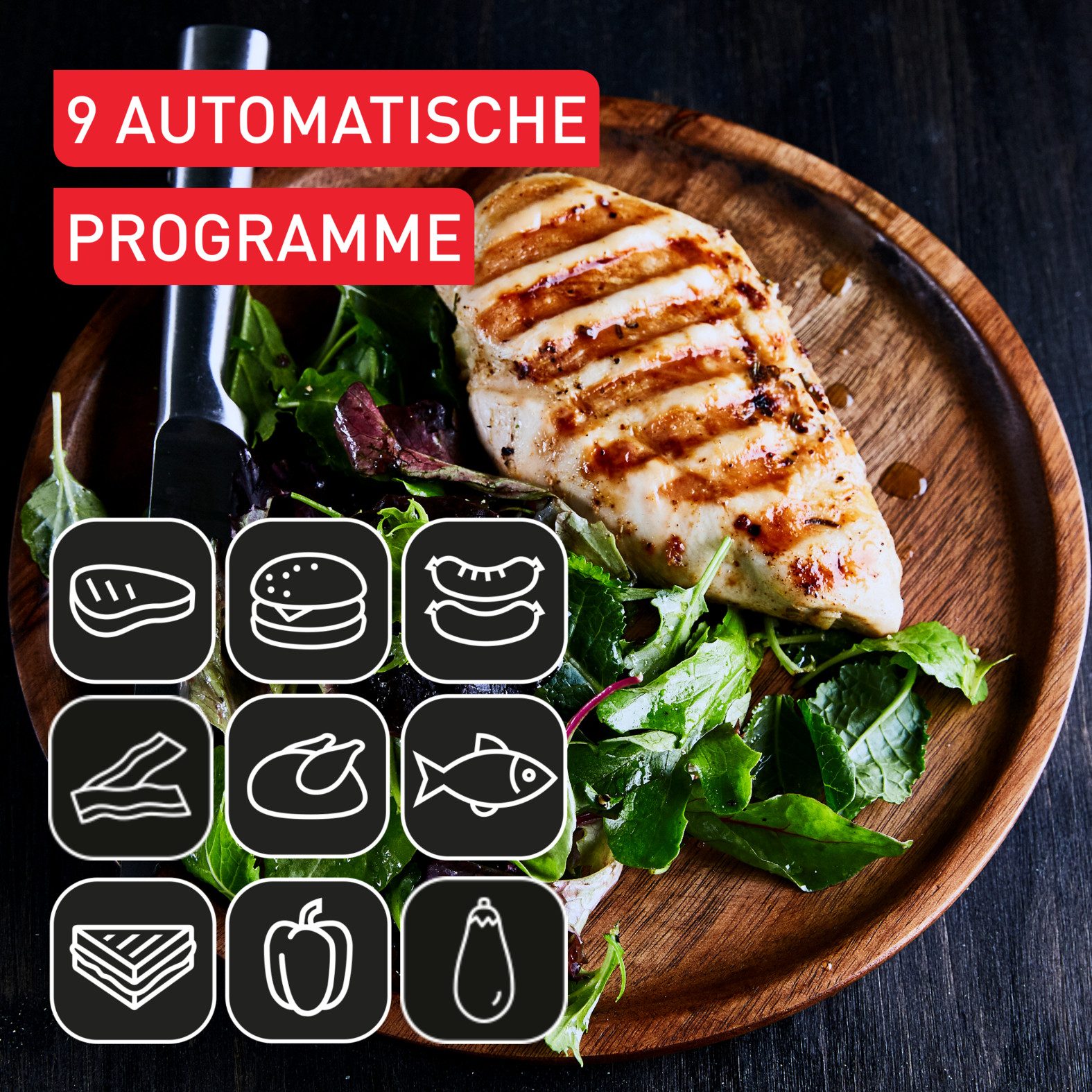 Tefal Contactgrill OptiGrill+ XL, erneuerte Kochstufenanzeige, 9 automatische Programme vernieuwde kookniveau-indicator, 9 automatische programma's + handmatig programma