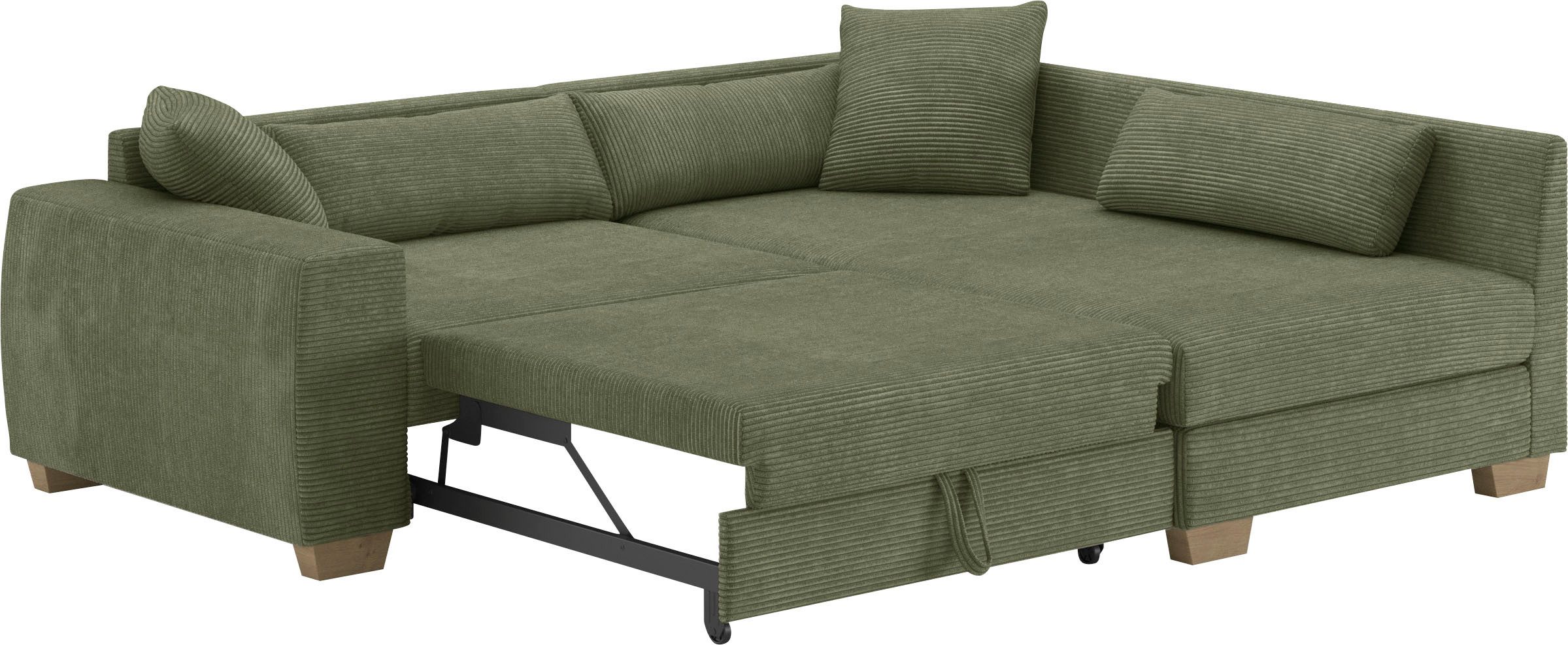 Mr. Couch Hoekbank Hilla L-Form Met pocketvering, optioneel met slaapfunctie en pocketvering