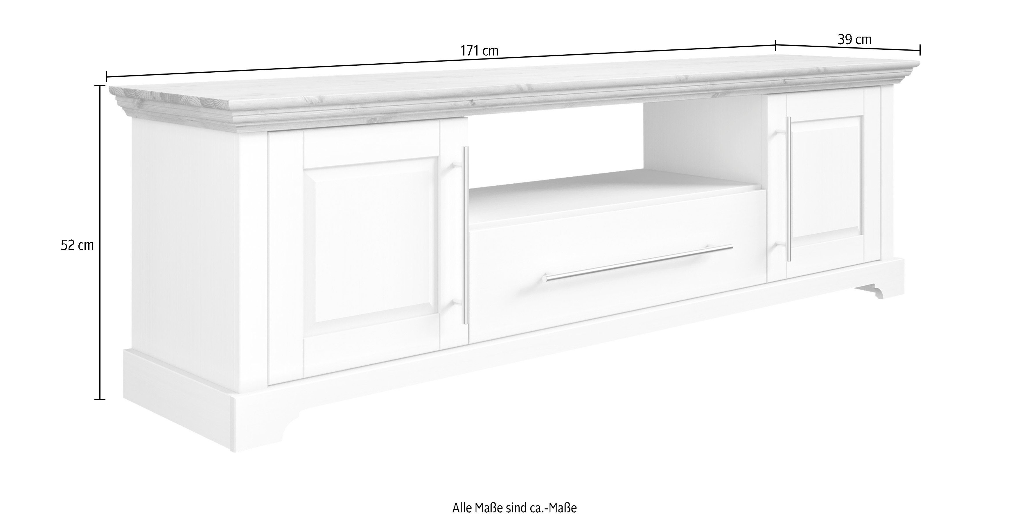 Home affaire Tv-meubel Meliss Lowboard, 2-deurs, breedte 171 cm, massief grenen, FSC®