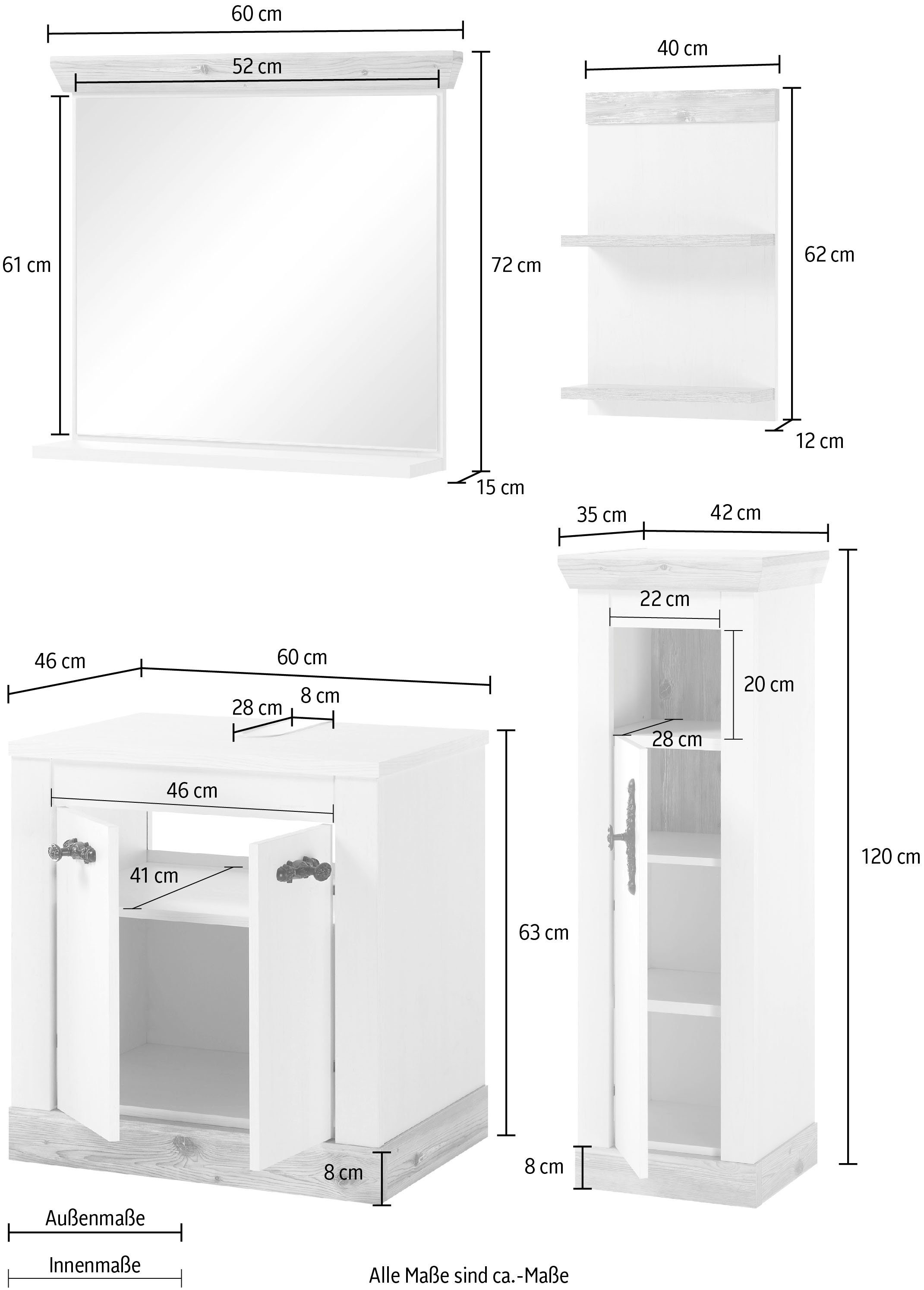 Home affaire Badkamerserie Florenz, badkamer in landhuisstijl, 4-delig badkamer (4-delig)