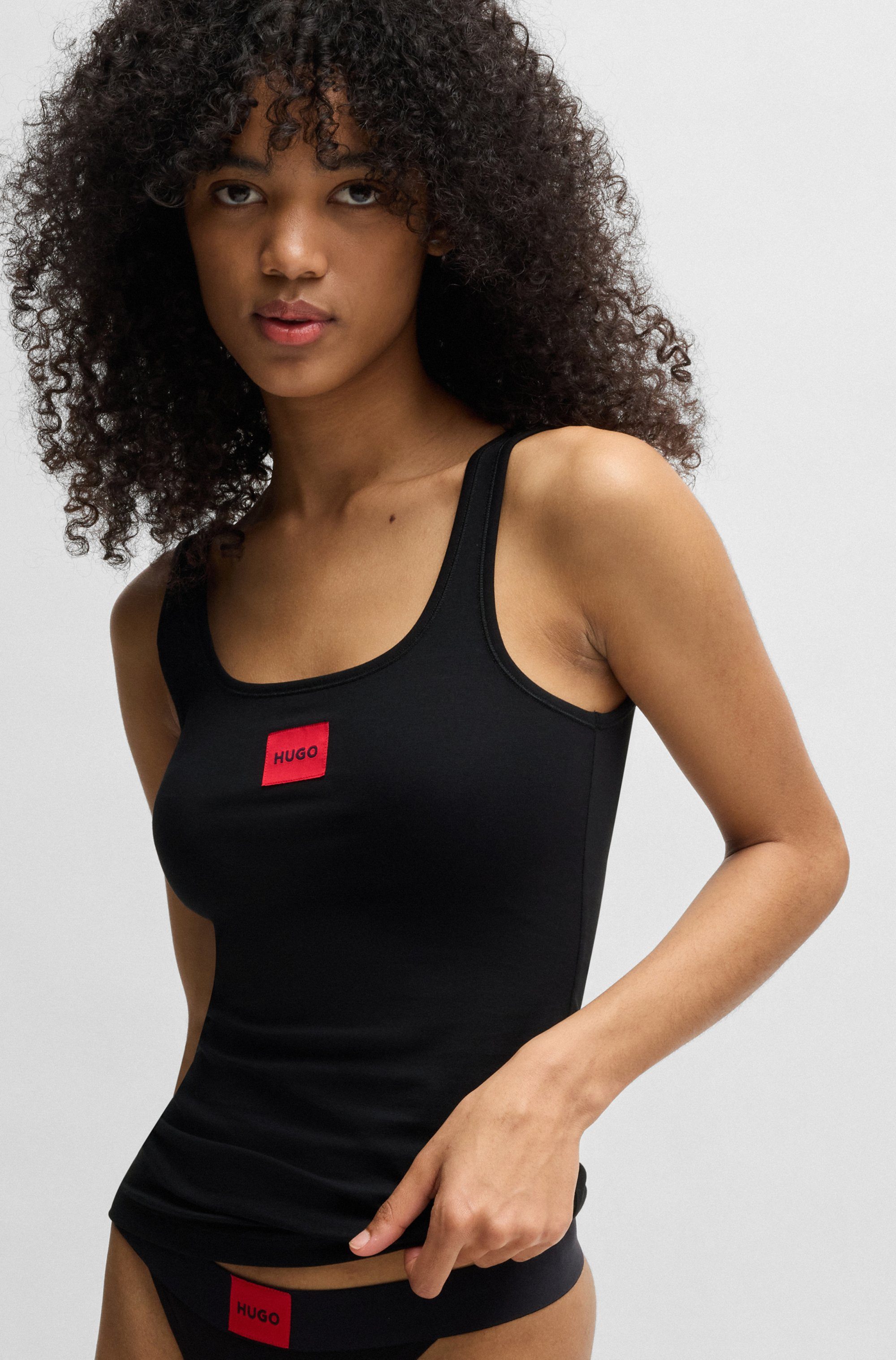 HUGO underwear Top VEST RED LABEL met rode labelpatch