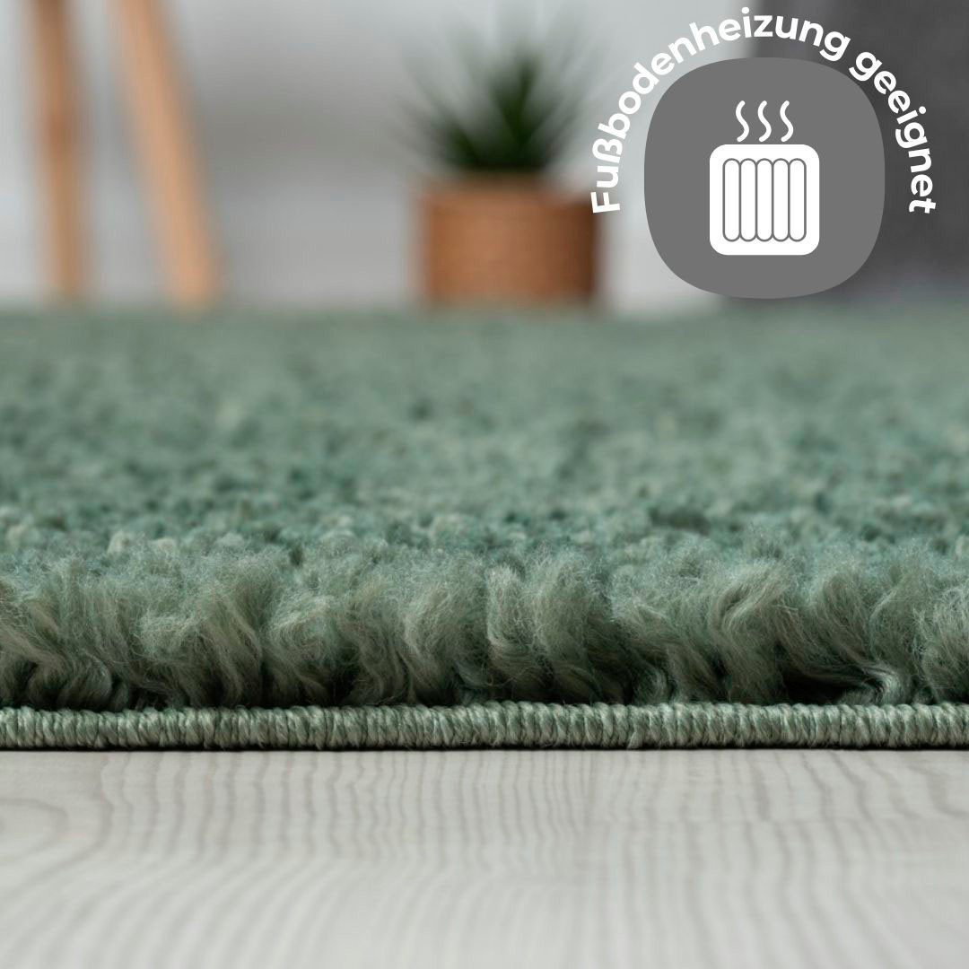 my home Hoogpolig vloerkleed Banji Uni-kleuren, zacht en fluffy, ook als rechthoekig verkrijgbaar