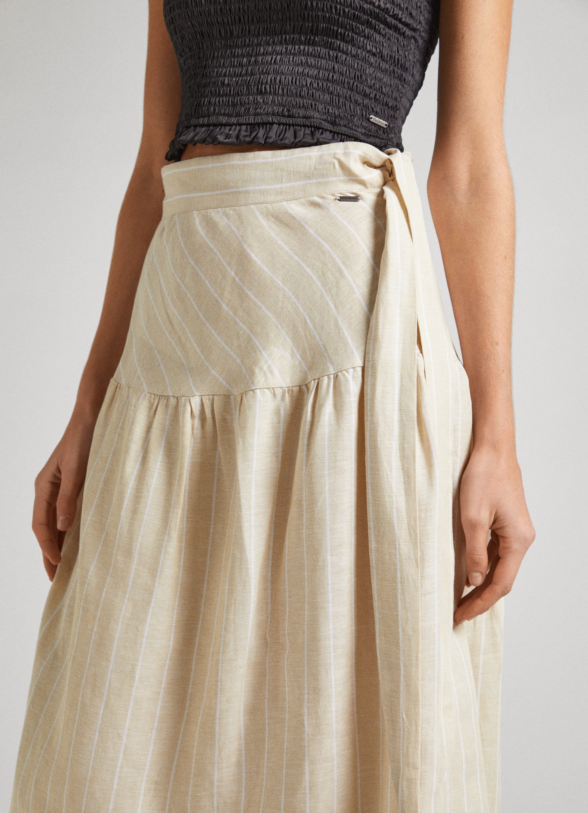 Pepe Jeans Midirok Effie van zomerse linnenmix
