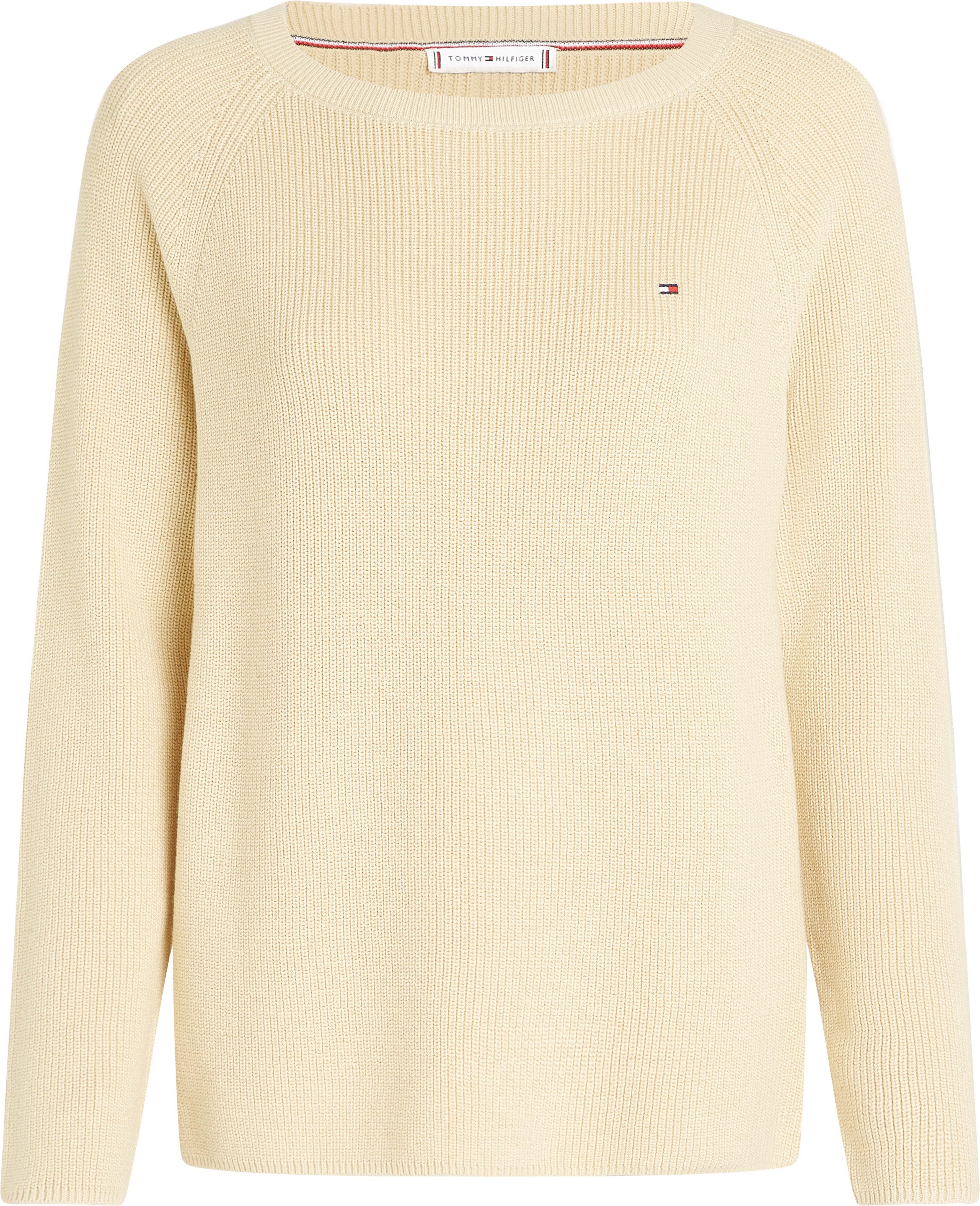 Tommy Hilfiger Gebreide trui CO CARDI FINE GG LS BOAT-NK SWT met raglanmouwen, logo-borduursel