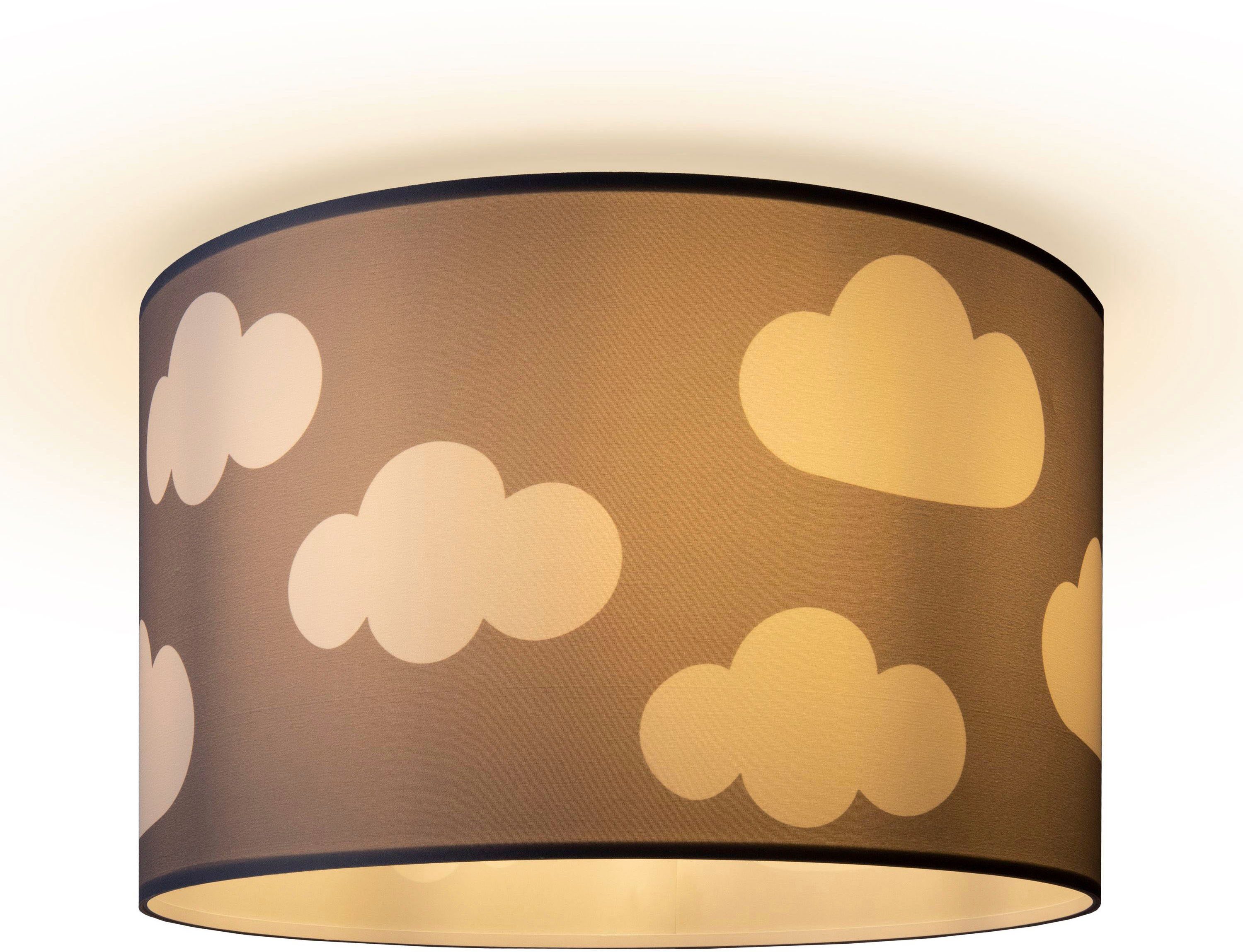 Paco Home Plafondlamp Hugo Cosmo Plafondlamp kinderkamer kinderlamp wolk stofscherm rond E27
