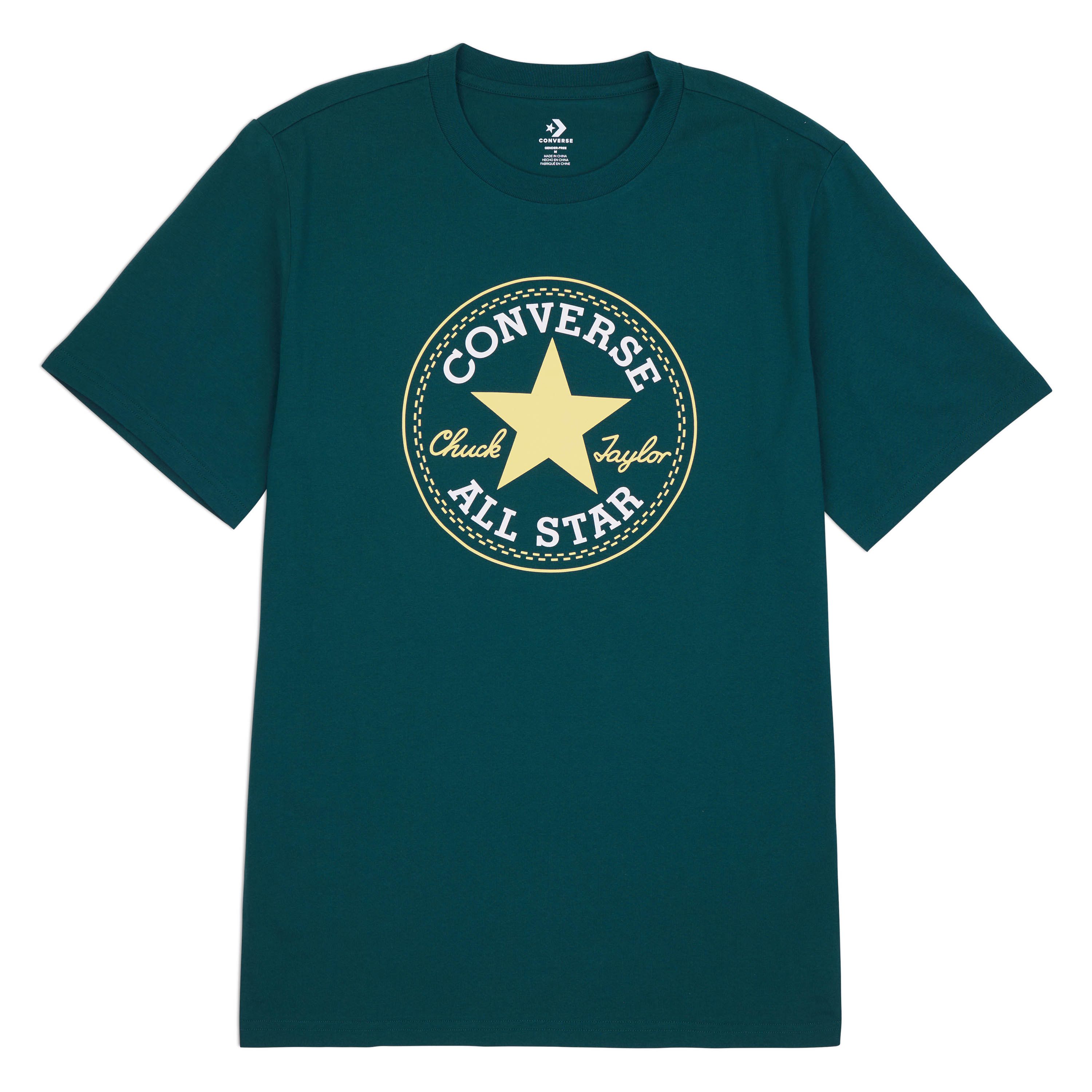 Converse T-shirt UNISEX CONVERSE GO-TO ALL STAR PATCH LOGO STANDARD FIT T-SHIRT (1-delig) unisex t-shirts maat XXXL groen
