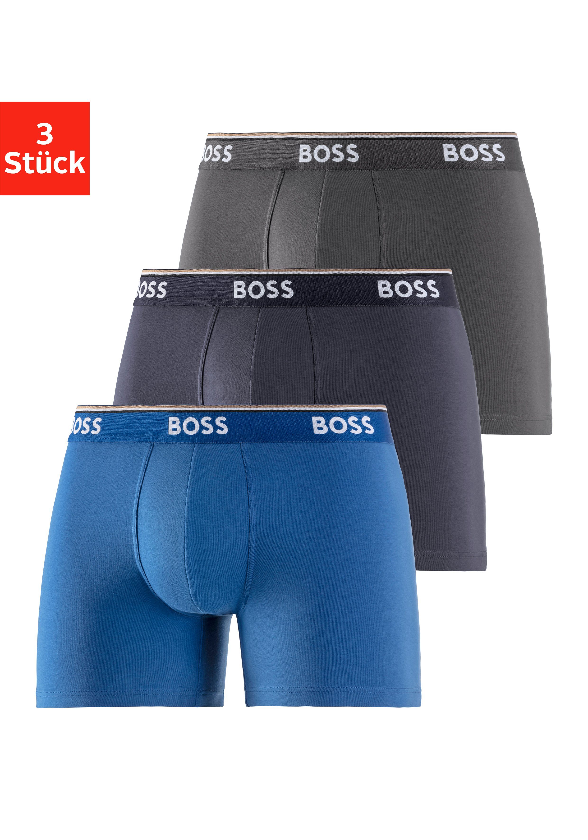 BOSS Lange boxershort BRIEF 3 PACK met in kleur bijpassende weefband (3 stuks)