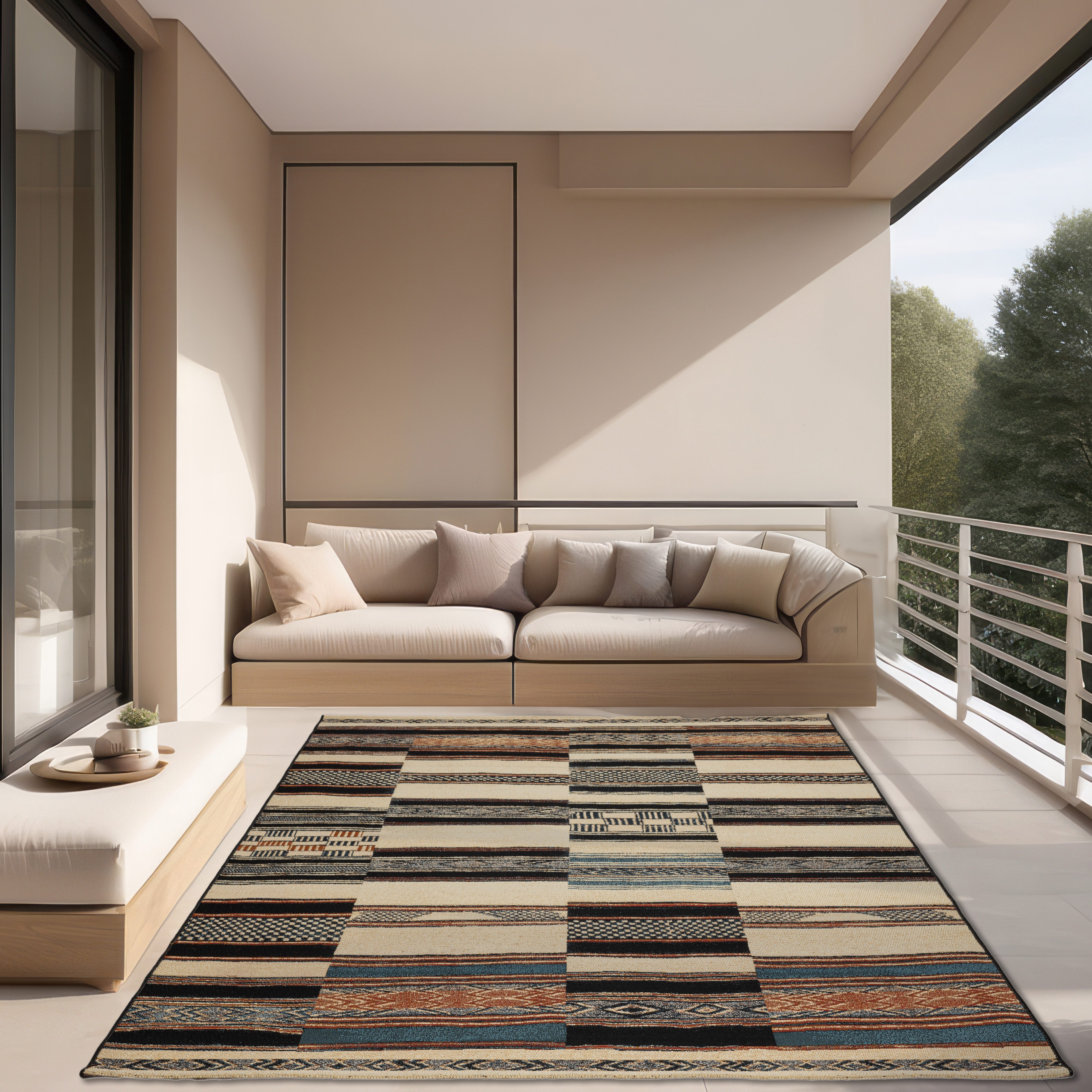 Gino Falcone Vloerkleed Outdoor-Africa 41 Platweefsel, geschikt voor binnen en buiten, woonkamer