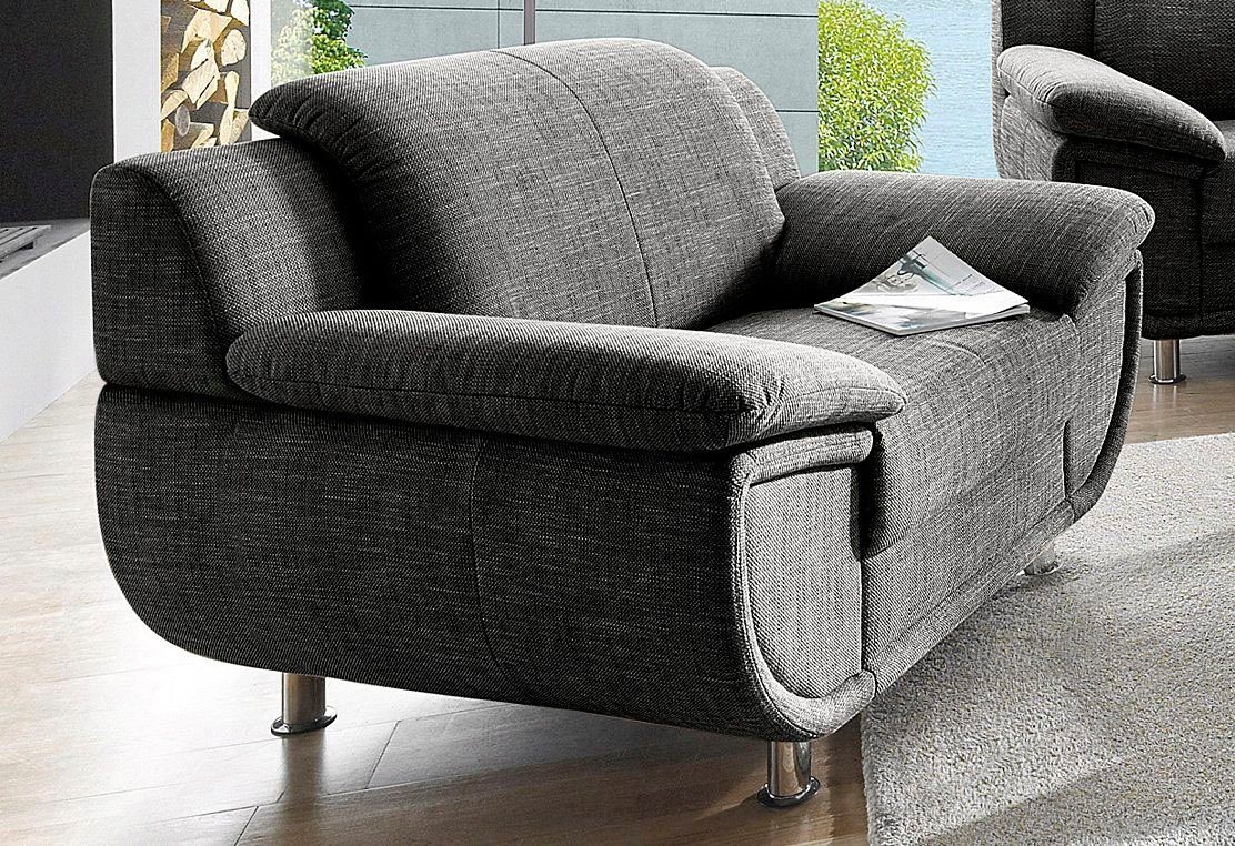 TRENDMANUFAKTUR Fauteuil Rondo, breedte 121 cm, brede armleuningen, chromen poten