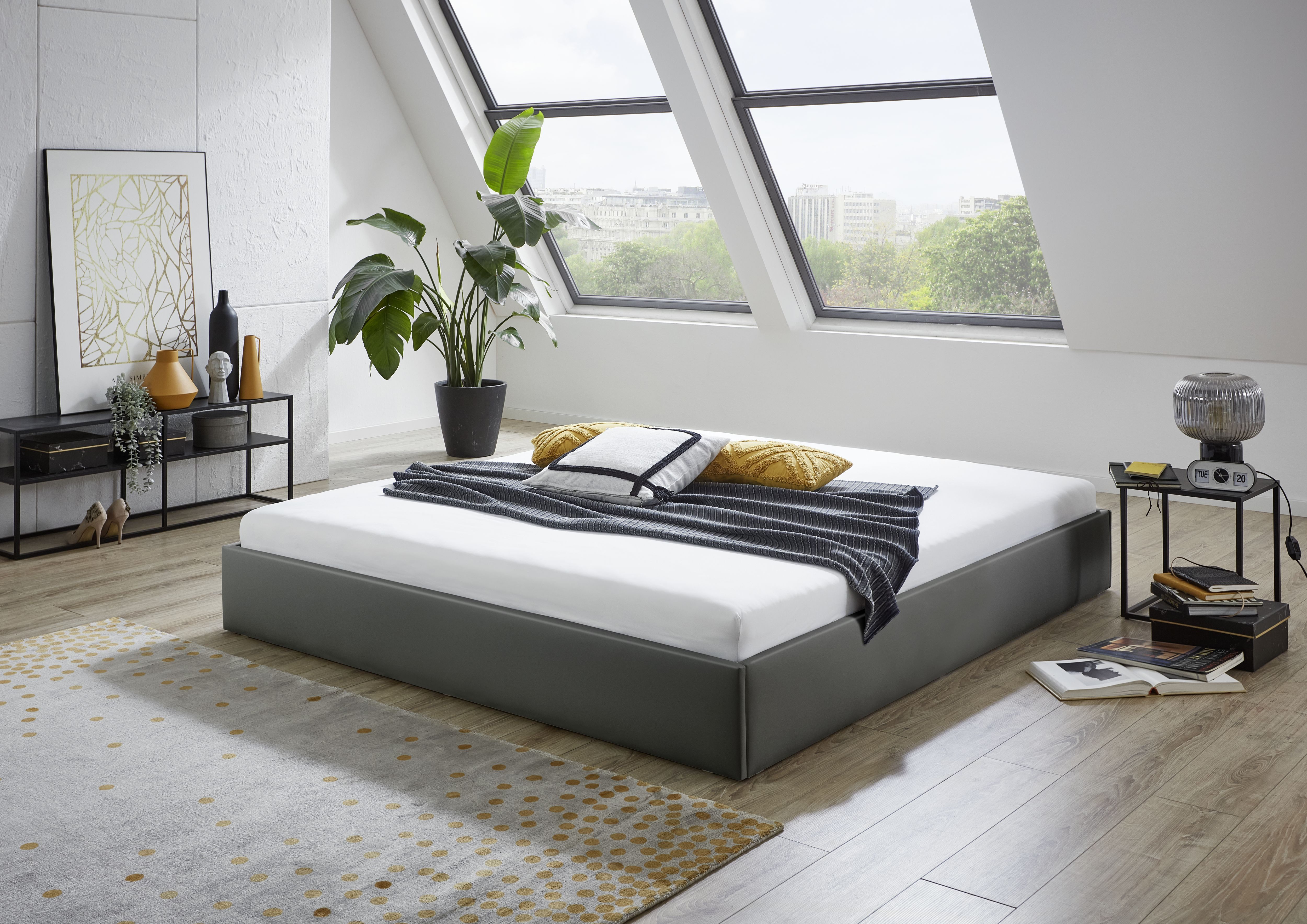 Westfalia Polsterbetten Gestoffeerd bed OSAKA ook verkrijgbaar zonder matras of in h2, h3 en h4 bedden grijs