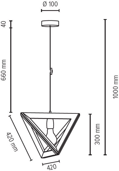 SPOT Light Hanglamp TRIGONON Hanglamp, massief eikenhout, kabel in antraciet, modern design