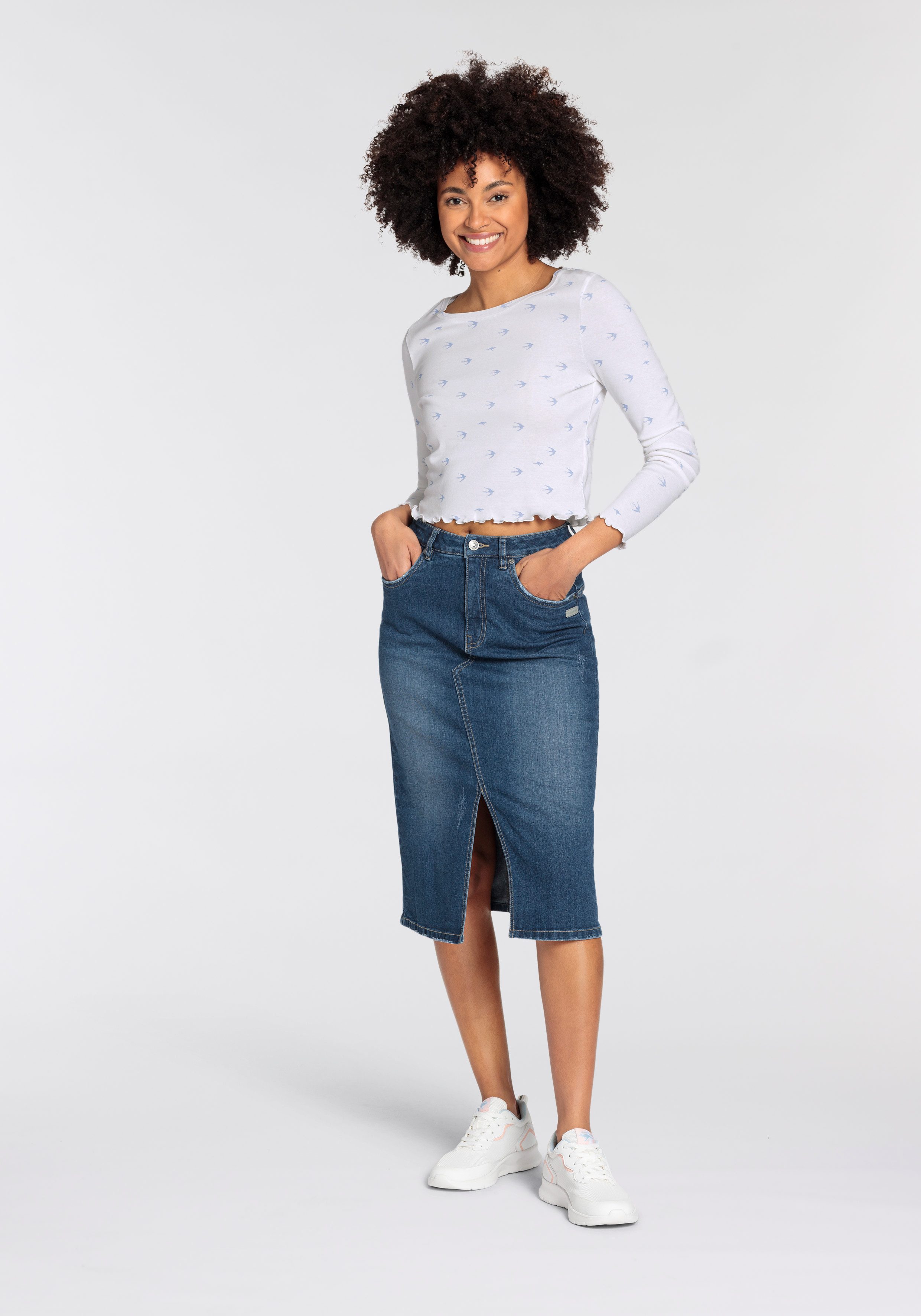 KangaROOS Jeans rok in midi-lengte met split