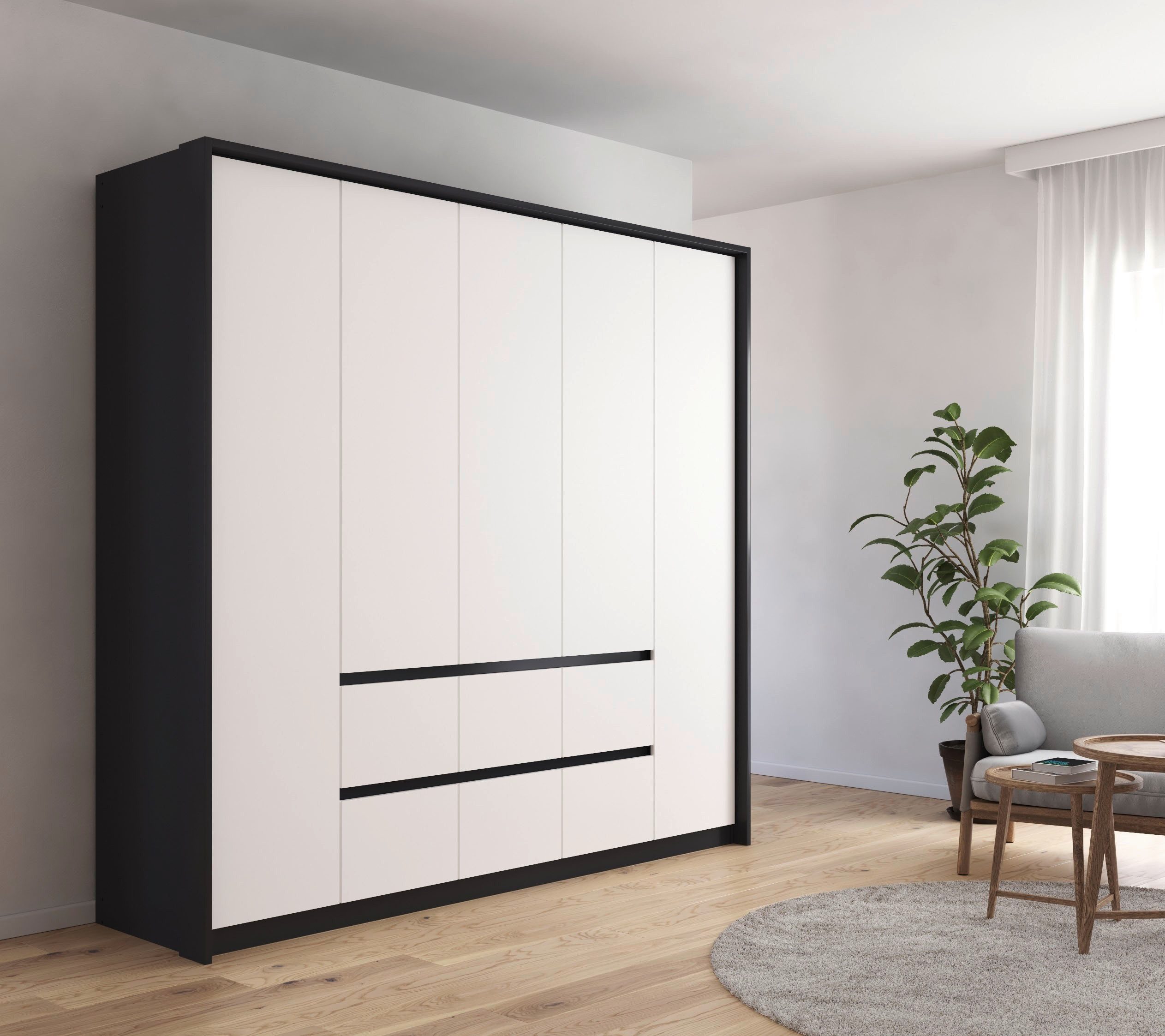 rauch Draaideurkast Mainz met passe-partout optioneel met verlichting, buitendeuren met push-to-openfunctie