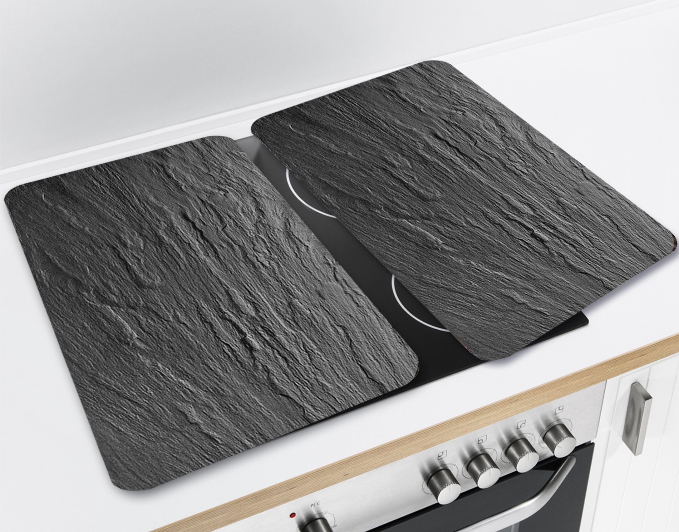 WENKO Kookplaatrand-/afdekblad Universeel model Leisteen (set, 2-delig)