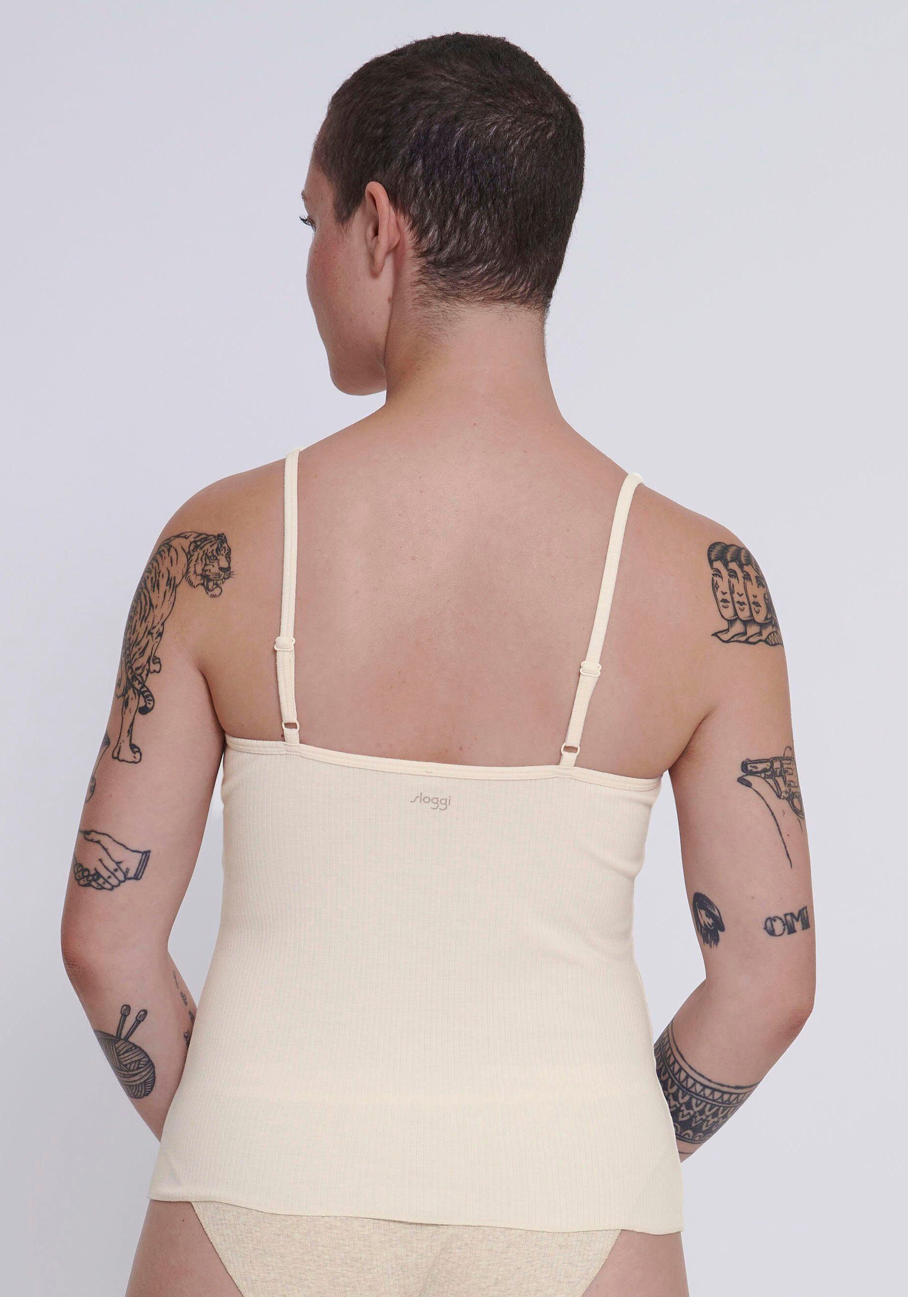 Sloggi Top met spaghettibandjes GO Ribbed Spaghetti Top met fijne tonale strepen
