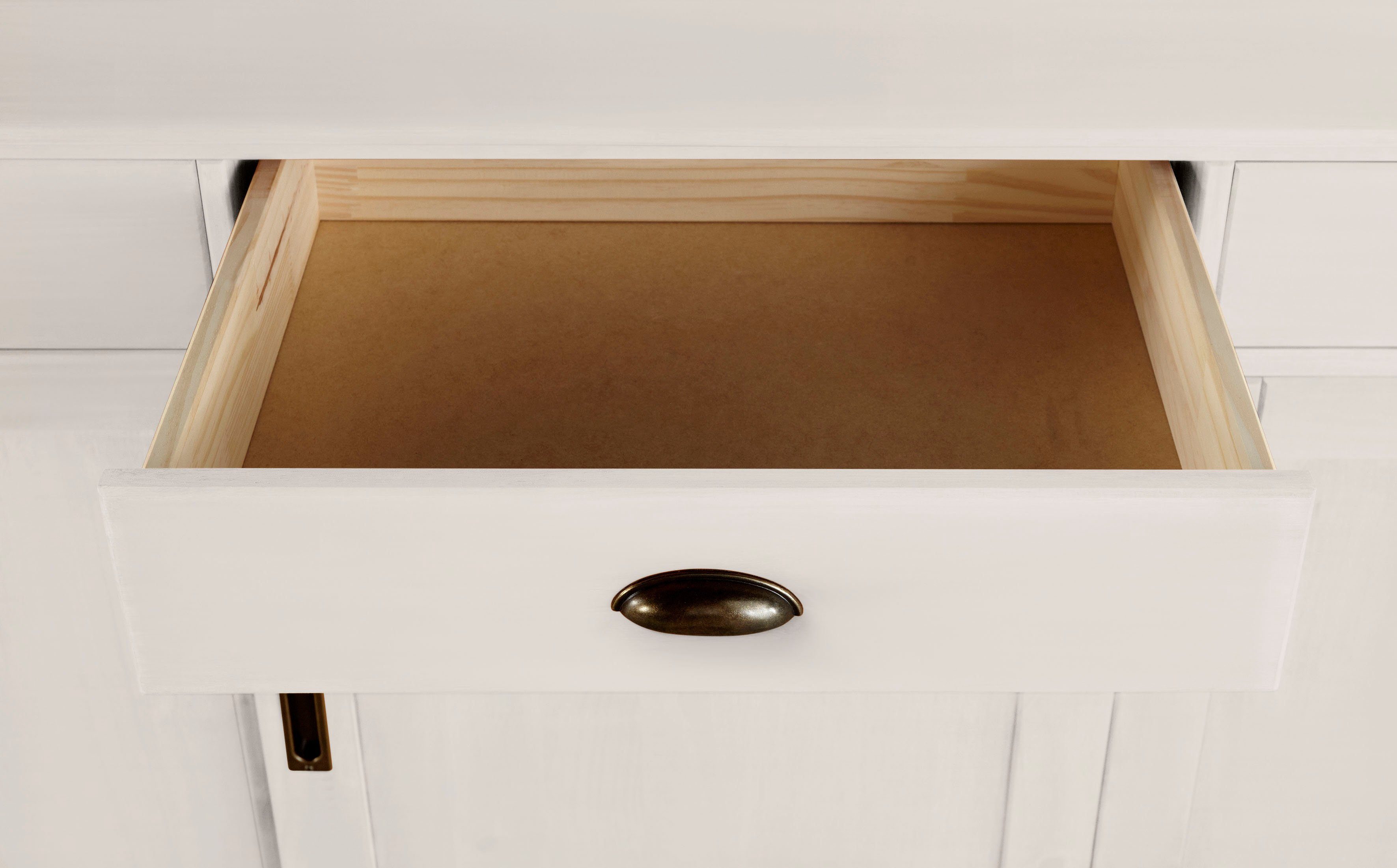Home affaire Dressoir Schröder Commode, 3 schuifdeuren, 3 lades, van massief dennenhout