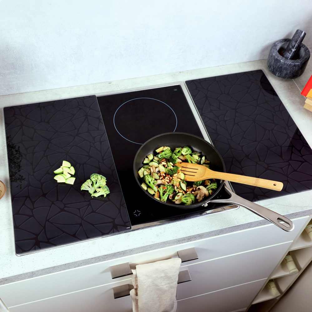 KESPER for kitchen & home Snij- en afdekplaat Multi-glas snijplank, 2-delig, mozaïeklook (set)