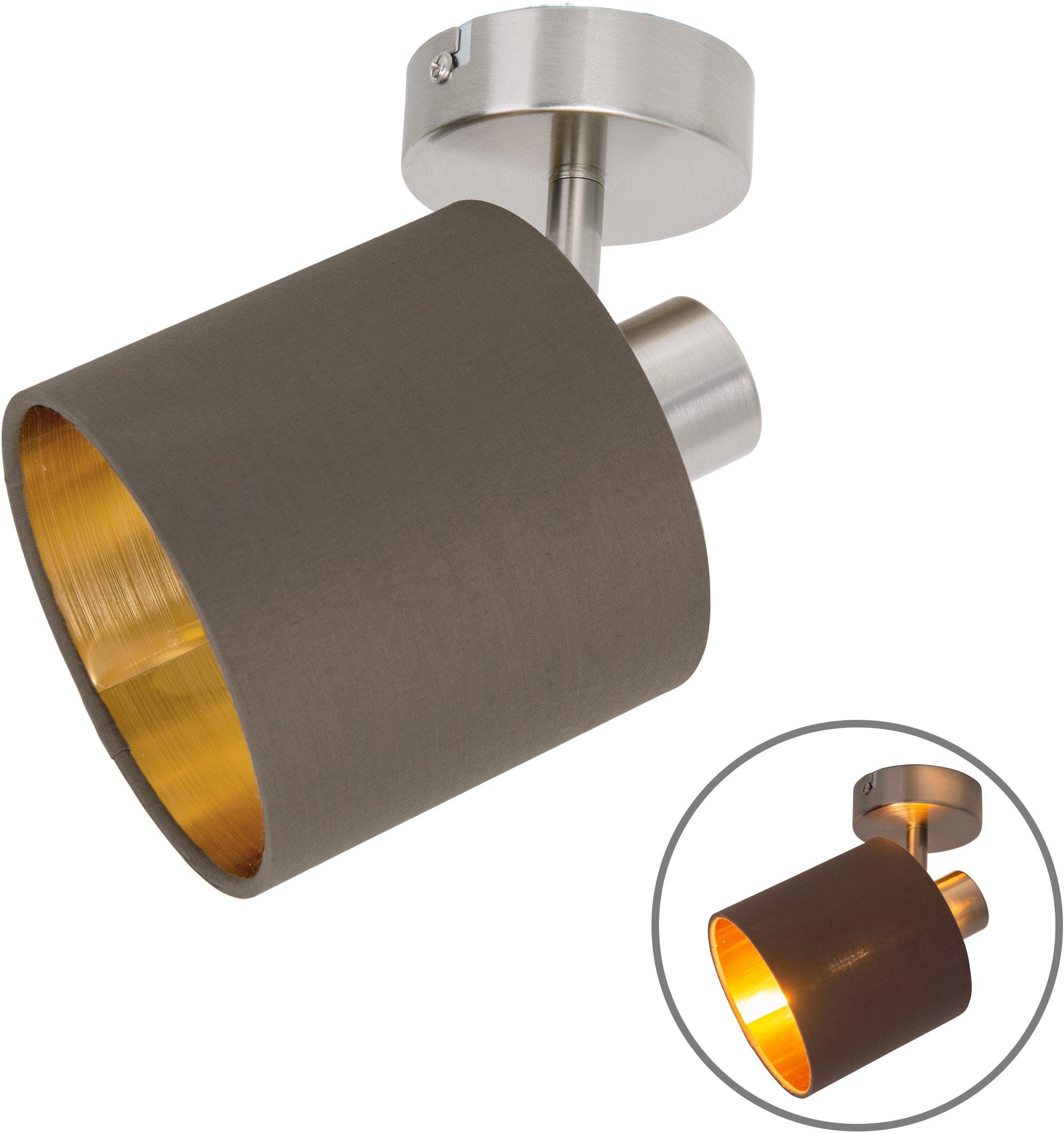 näve Wandlamp Maron E14 max. 40W, verwisselbare lichtbron, materiaal: staal, textiel (1 stuk)