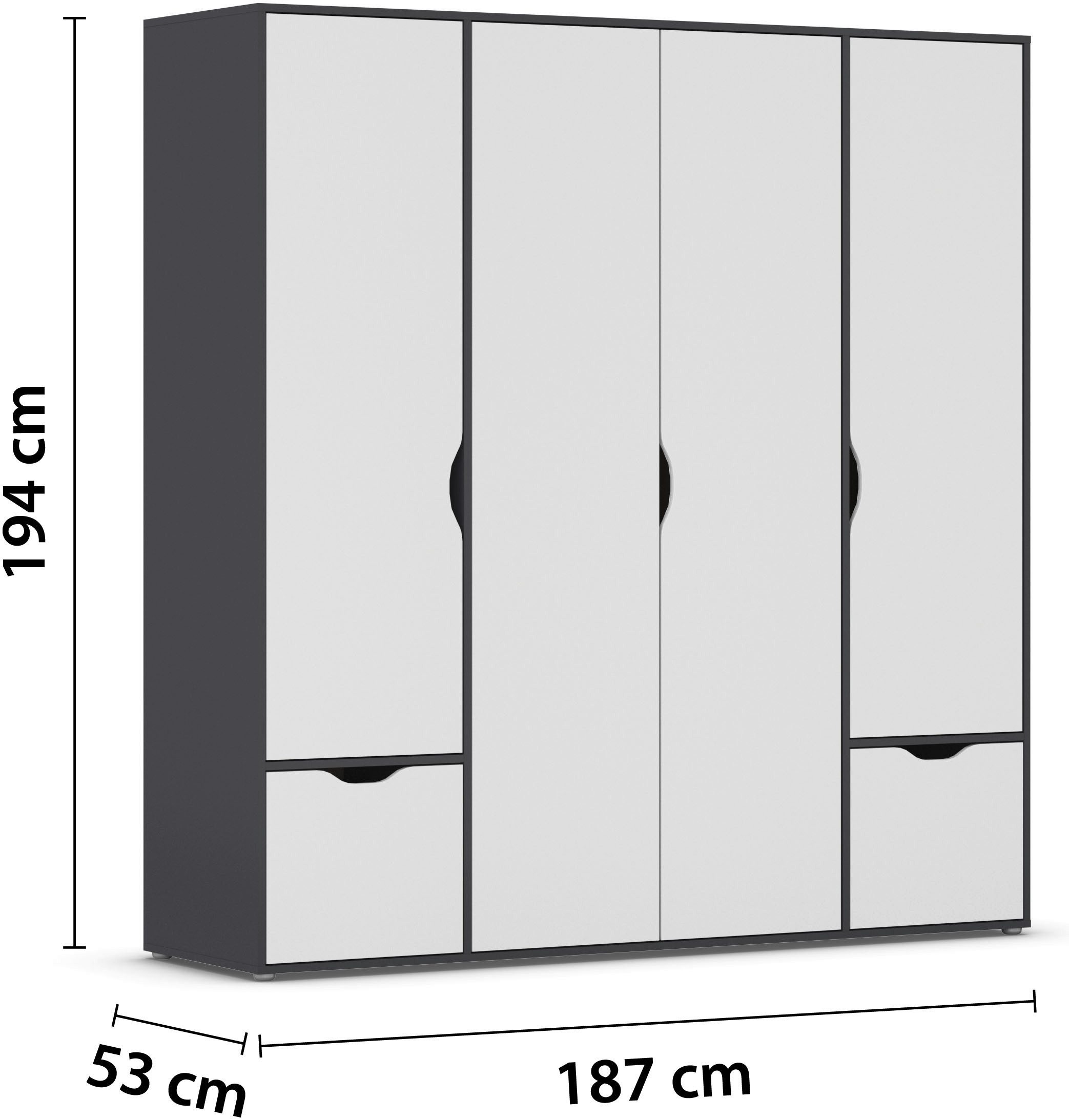rauch Draaideurkast Kledingkast Kast Garderobe Wasmand NARAI met Laden Greefaansluitingen voor een greeploze look TOPSELLER MADE IN GERMANY