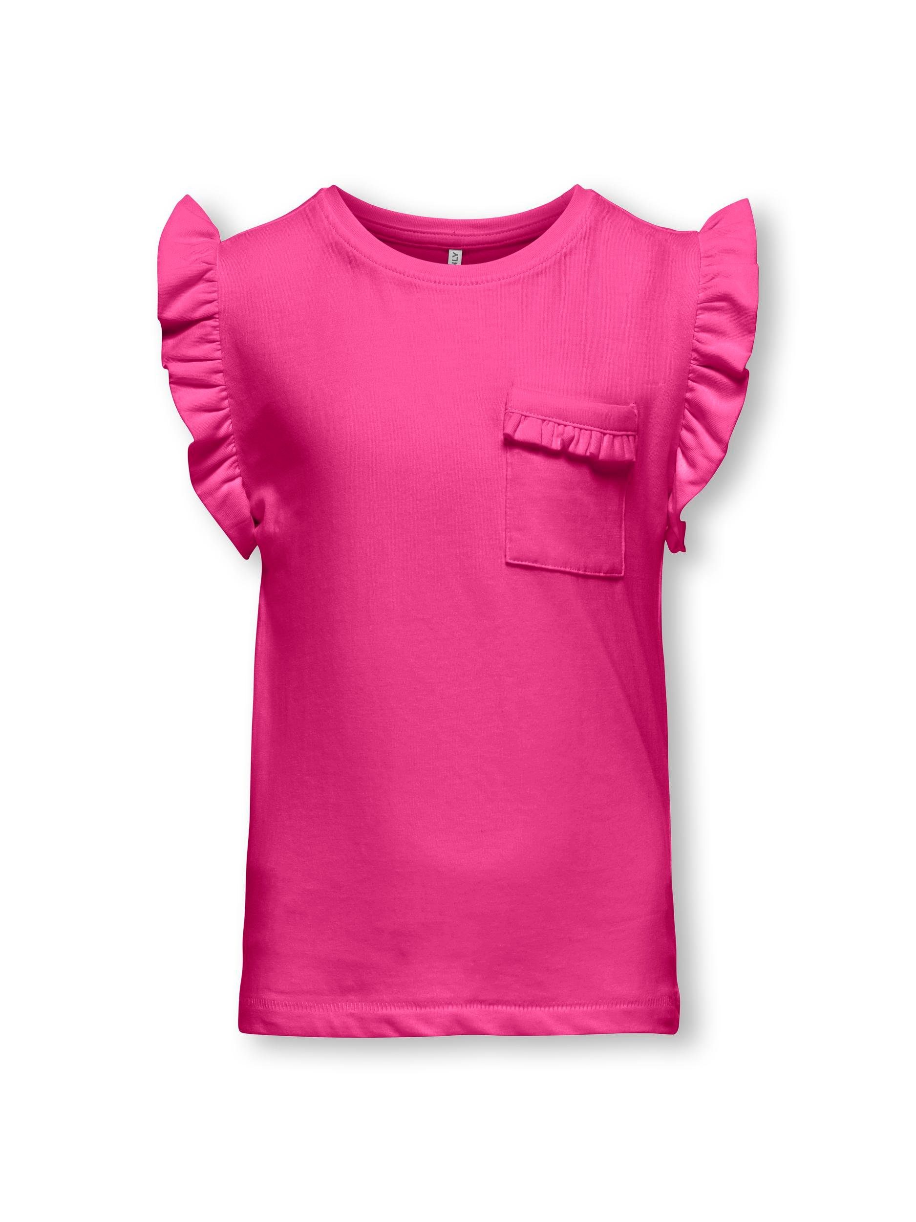 Only KIDS GIRL top KOGFILIPPA fuchsia Roze Meisjes Katoen Ronde hals Effen 122 128