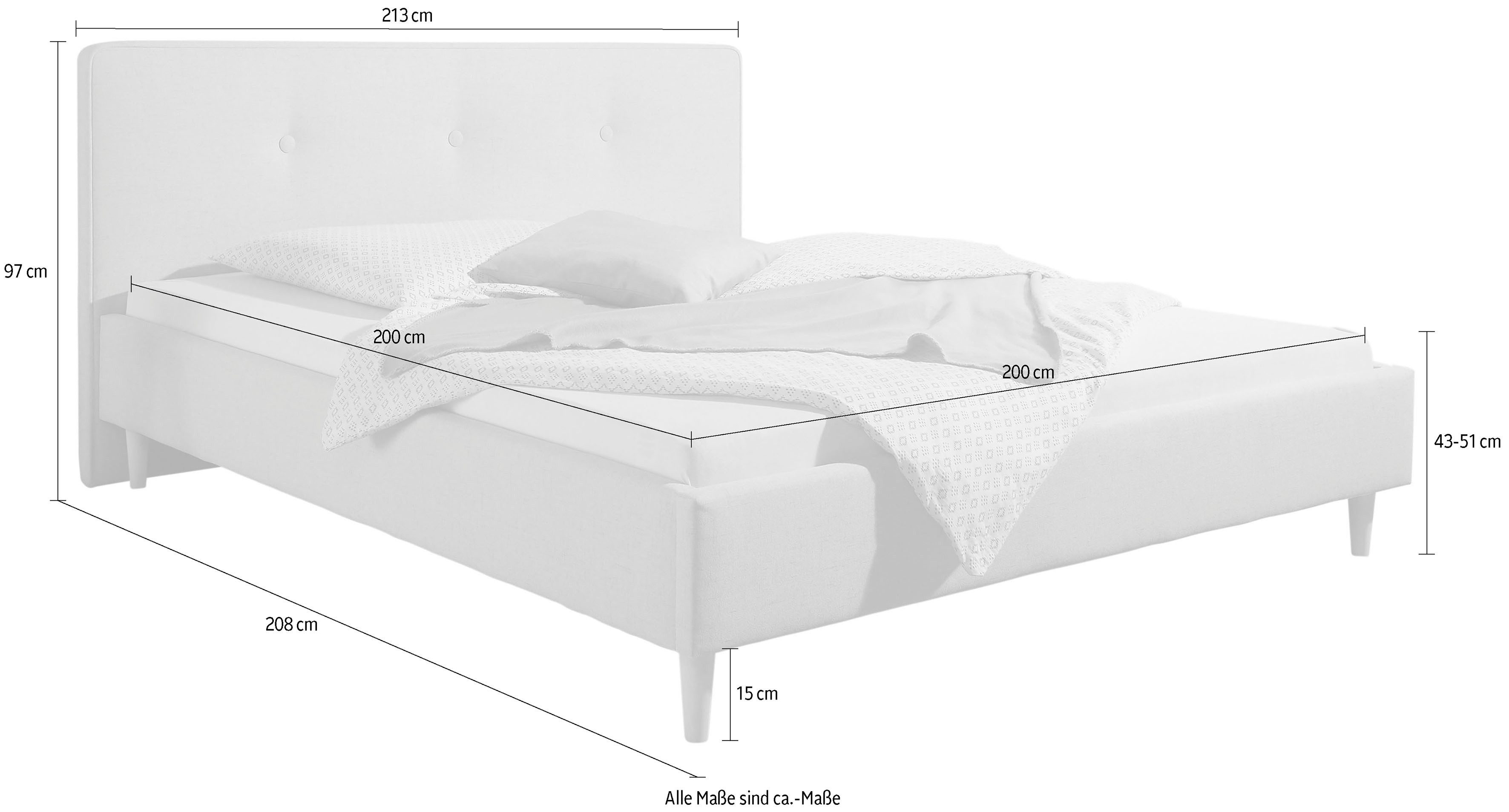 Maintal Gestoffeerd bed Lonepine Zijkanten van het bed zelf te monteren, zonder bedkist