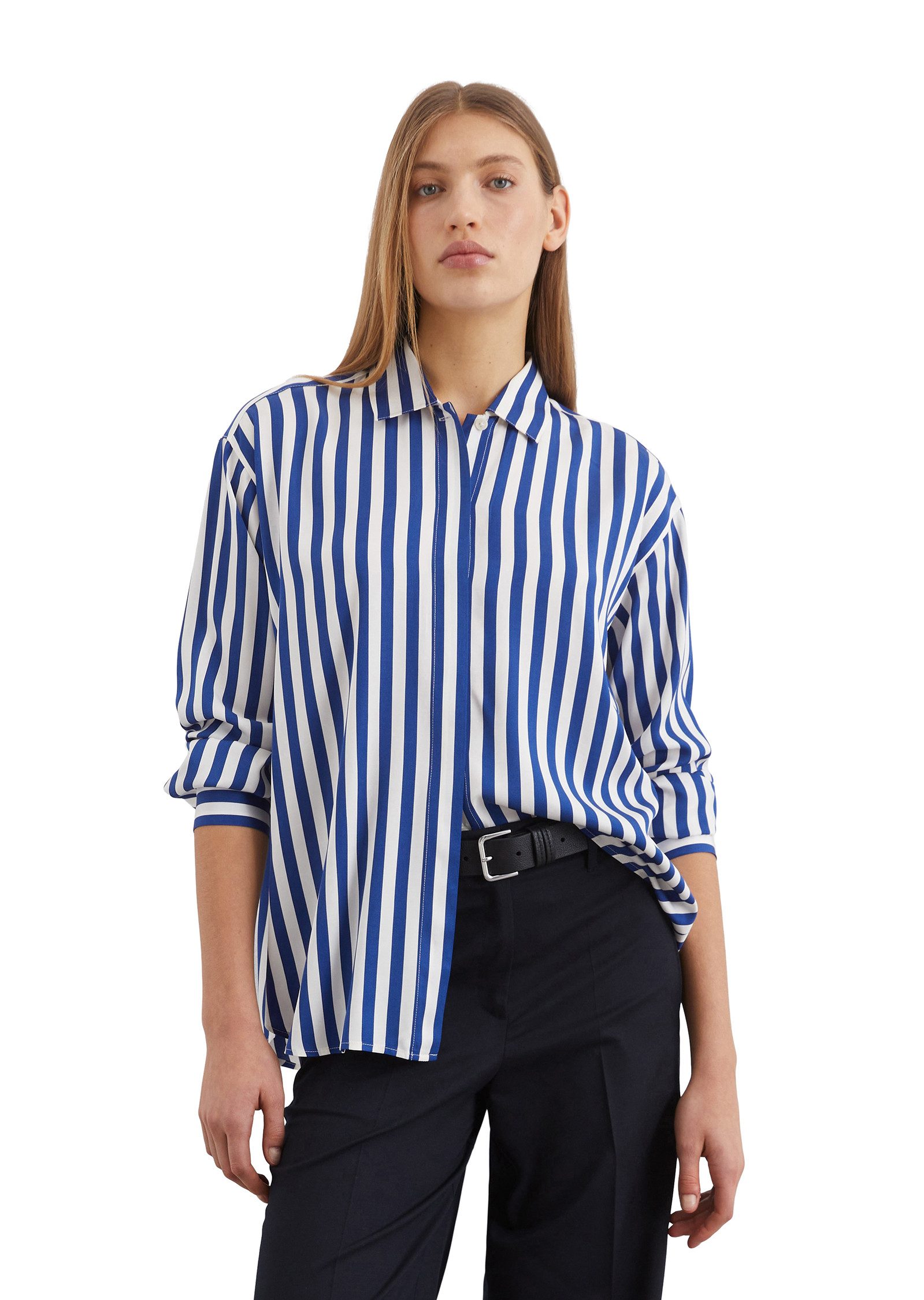 Marc O'Polo Blouse met lange mouwen met verborgen knoopsluiting dames blouses maat 44 blauw