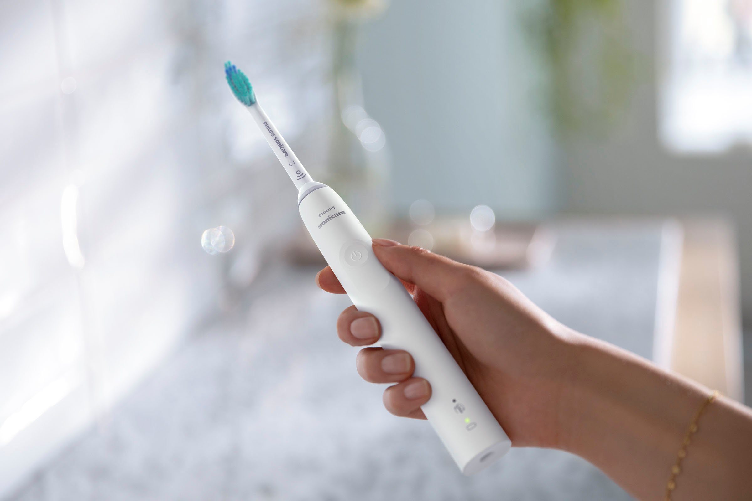 Philips Sonicare Elektrische tandenborstel Series 3100 HX3675/13 Dubbelpack, met 4-kwadrantentimer en 2-minutentimer
