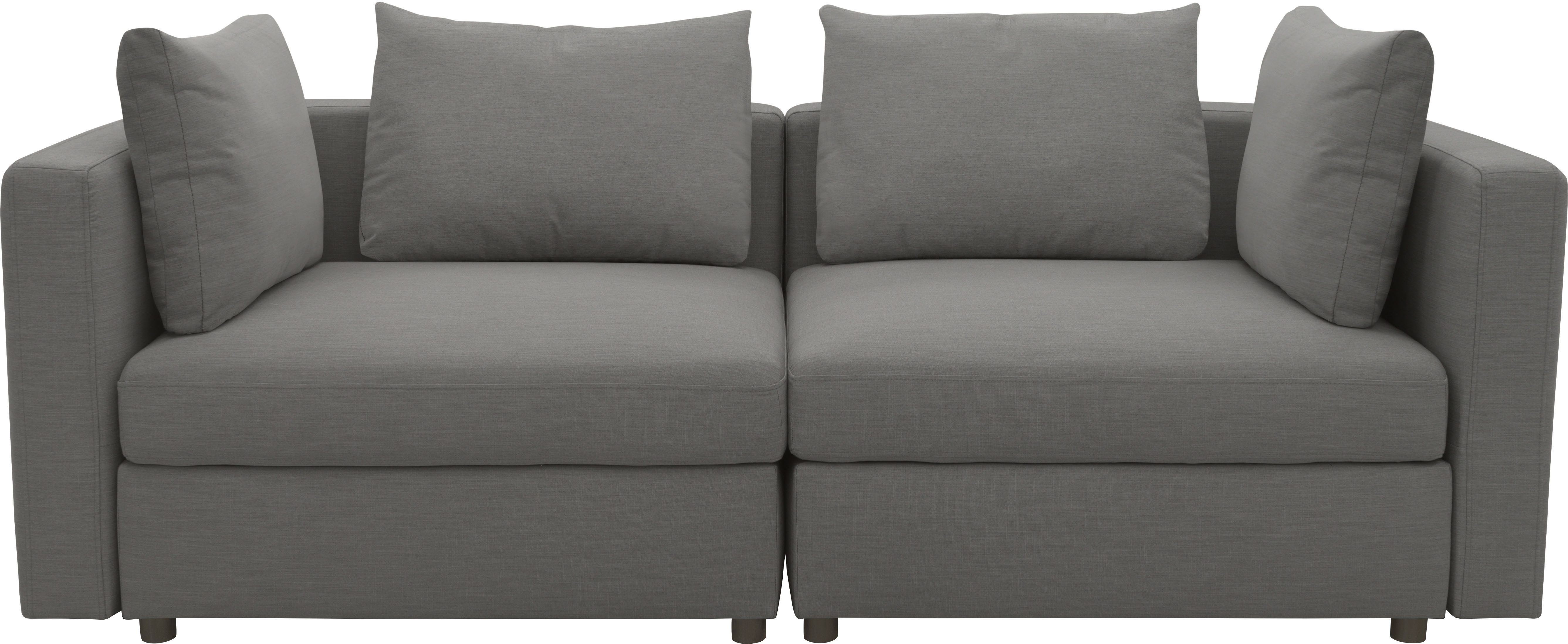DOMO collection 2-zitsbank Solskin, individueel uitbreidbaar/combineerbaar met losse kussens. rug- en zijpanelen als steeksysteem.