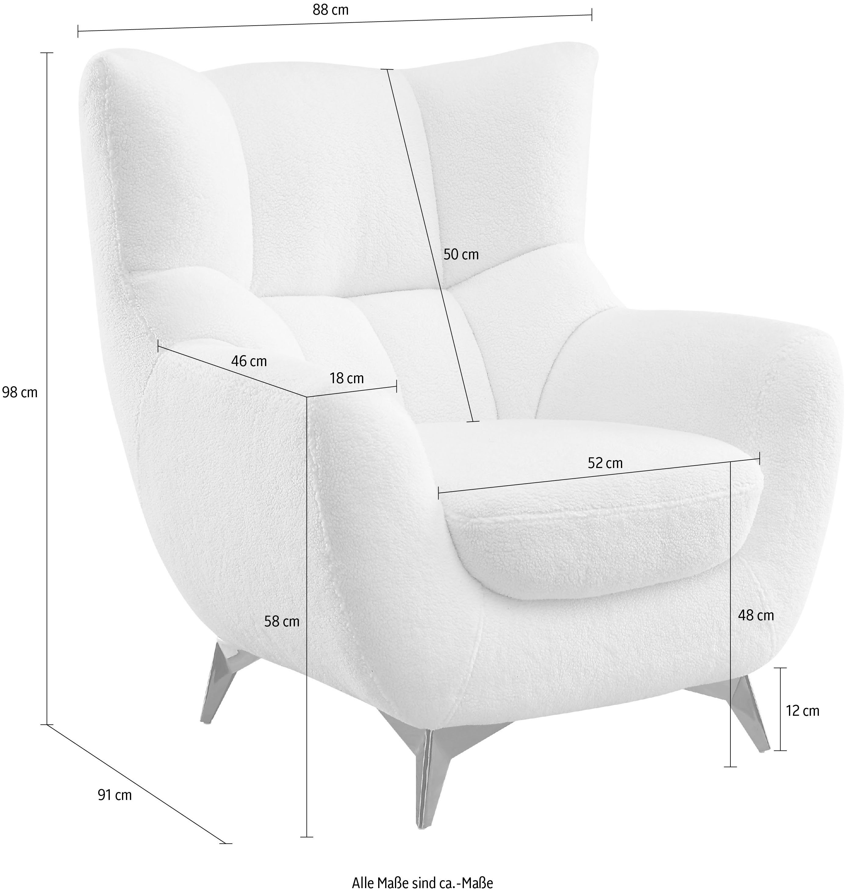 ATLANTIC home collection Fauteuil Shawn met binnenvering, trendy bekleding met teddy-look