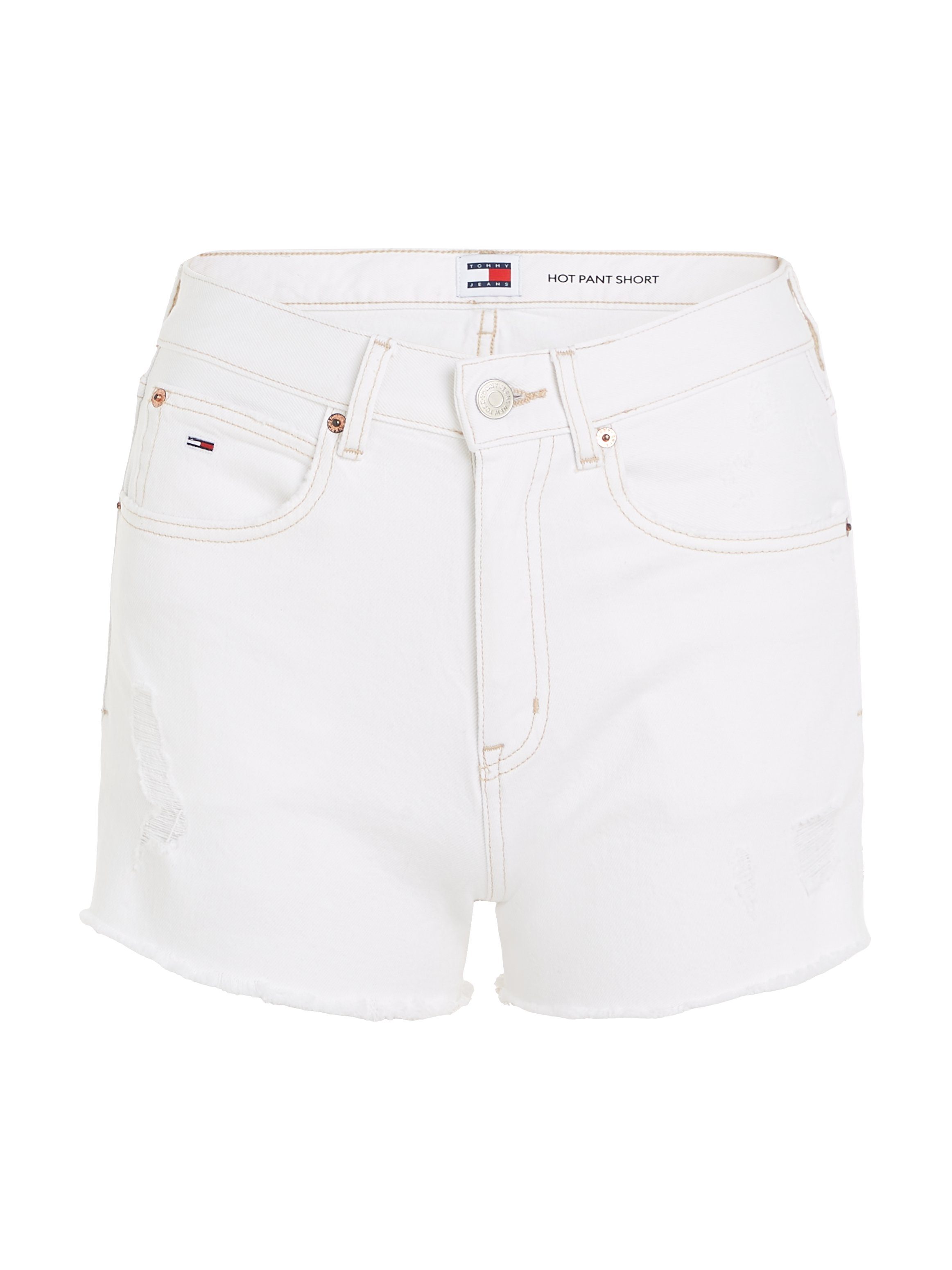 TOMMY JEANS Short HOT PANT BH0199 met destroyed effecten & gerafelde zoom
