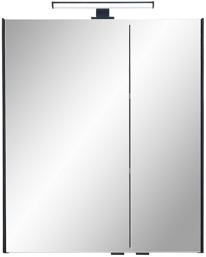 Saphir Badkamerserie Quickset 395 2-delig, keramieken opzetwasbak met led-spiegelkast Wastafelmeubel 73 cm breed, 2 laden, wastafelblad, badkameraccessoireset (4-delig)
