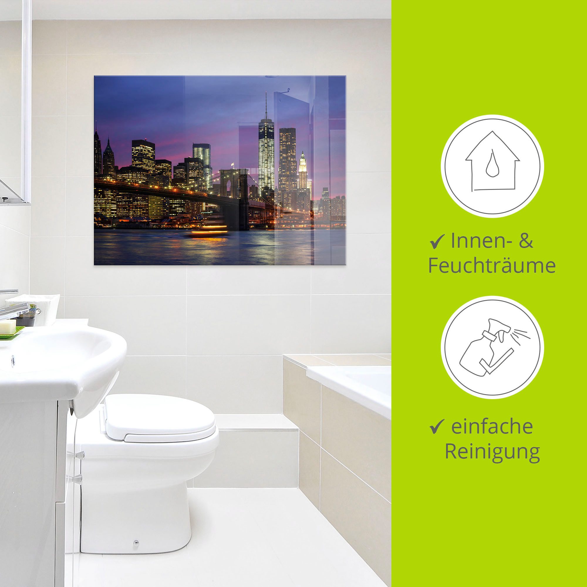 Artland Print op glas Brooklyn Bridge in verschillende maten