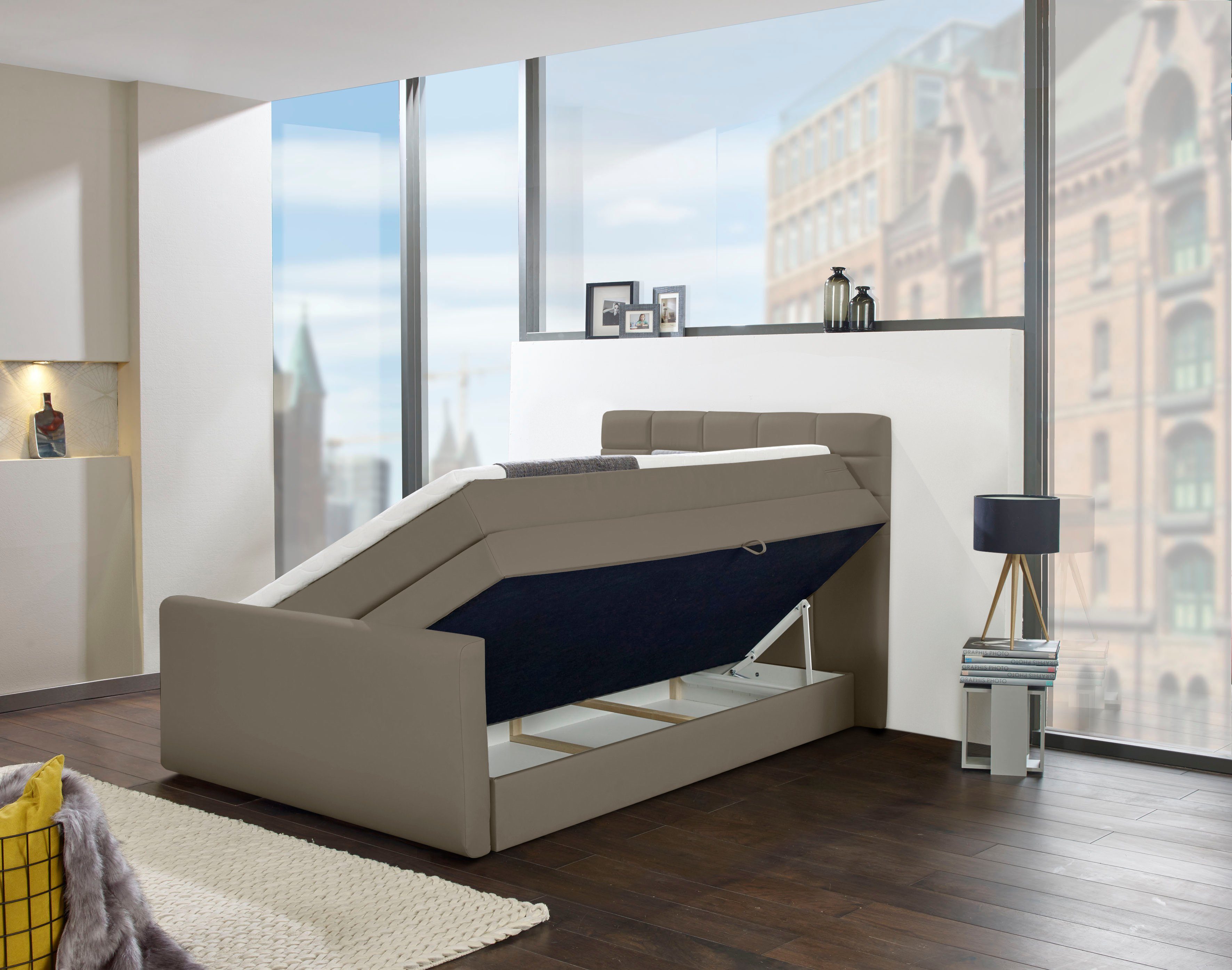 INOSIGN Boxspring Lethbridge incl. bedbox en matrastopper, twee matrastypes in h2