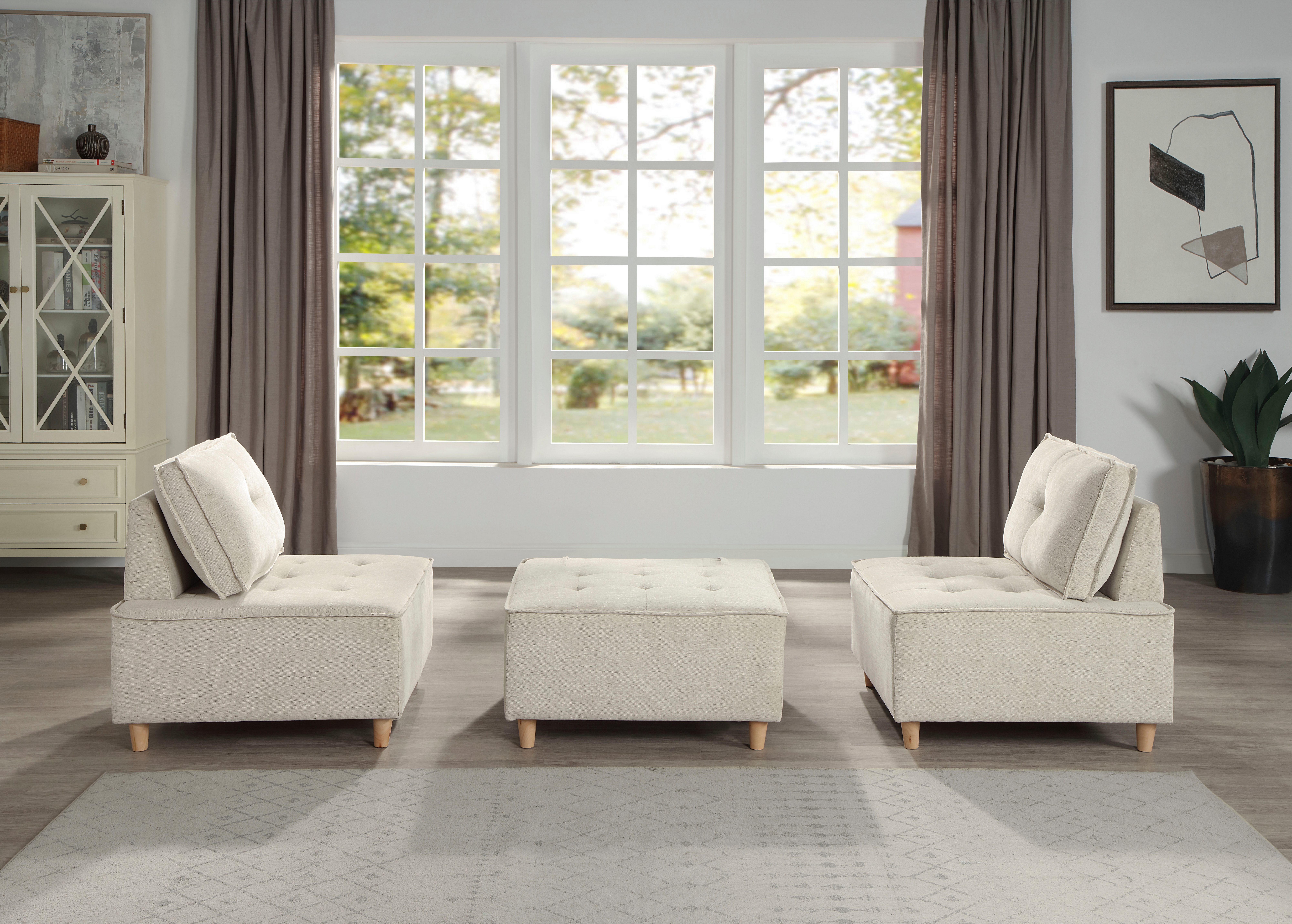 RAUM.ID Hocker Flexid modulair uitbreidbaar tot bank, chenille bekleding (1 stuk)