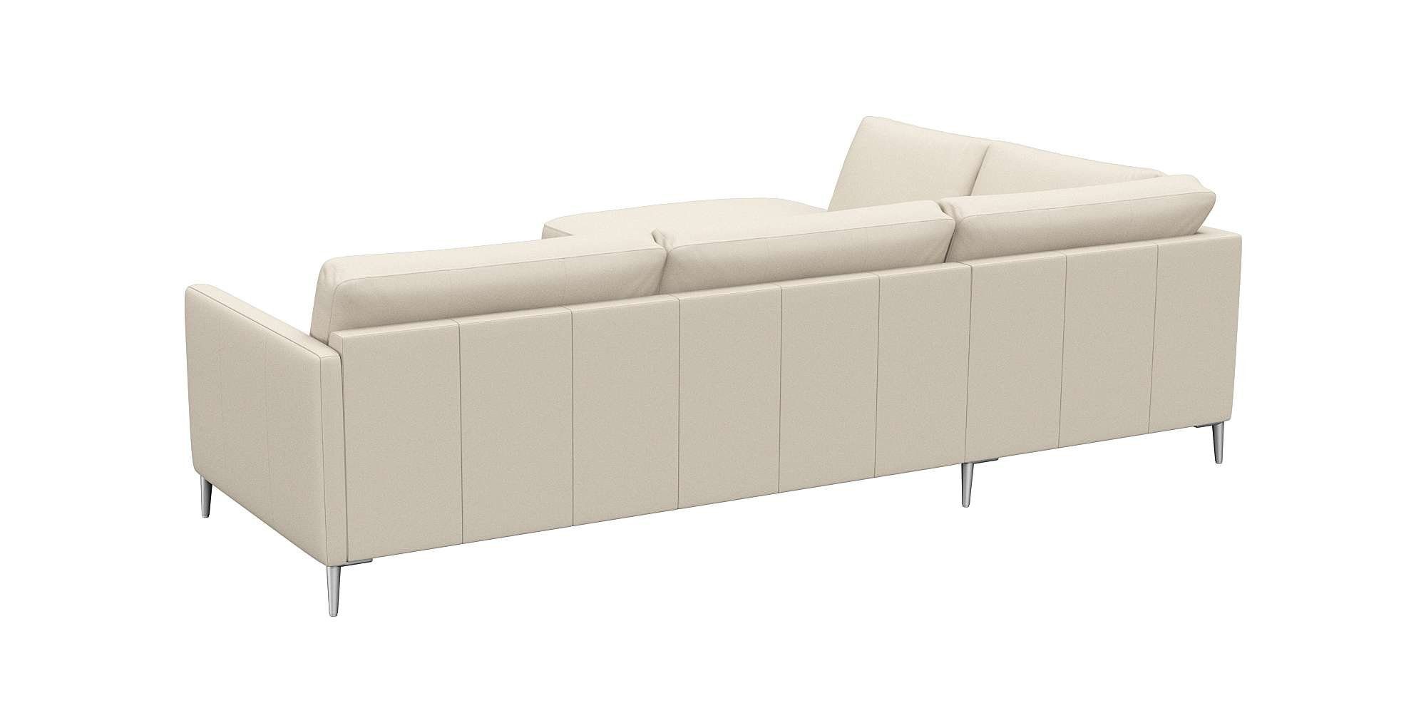 FLEXLUX Hoekbank Fiore, L-vorm smalle armleuningen, koudschuim, aluminium poten