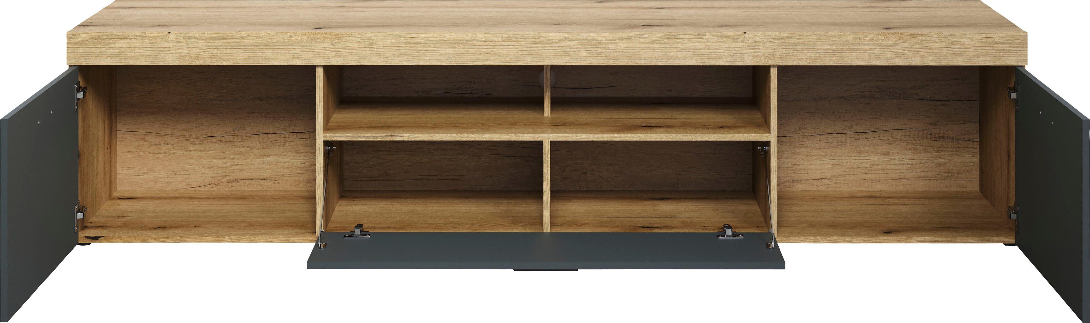 Home affaire Tv-meubel Tyler TV-kast TV-lowboard, eindhoutapplicaties, breedte 230 cm (1 stuk)