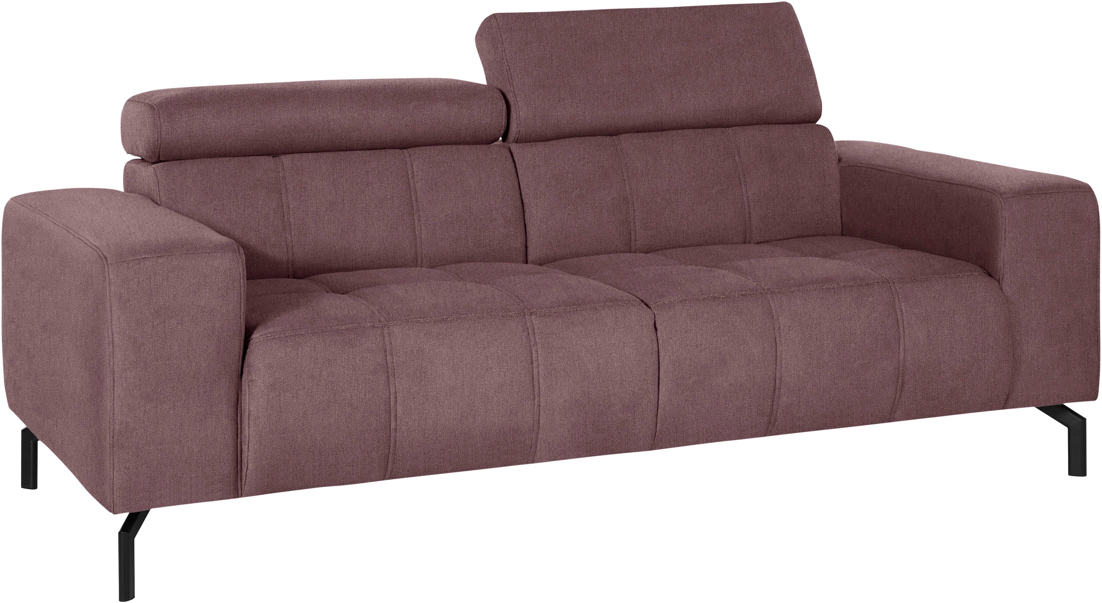 DOMO collection 2-zitsbank Cunelli tijdloos en elegant, moderne zitnaden als designelement, naar keuze met 6-voudig verstelbare hoofdsteunen, stevig zitcomfort