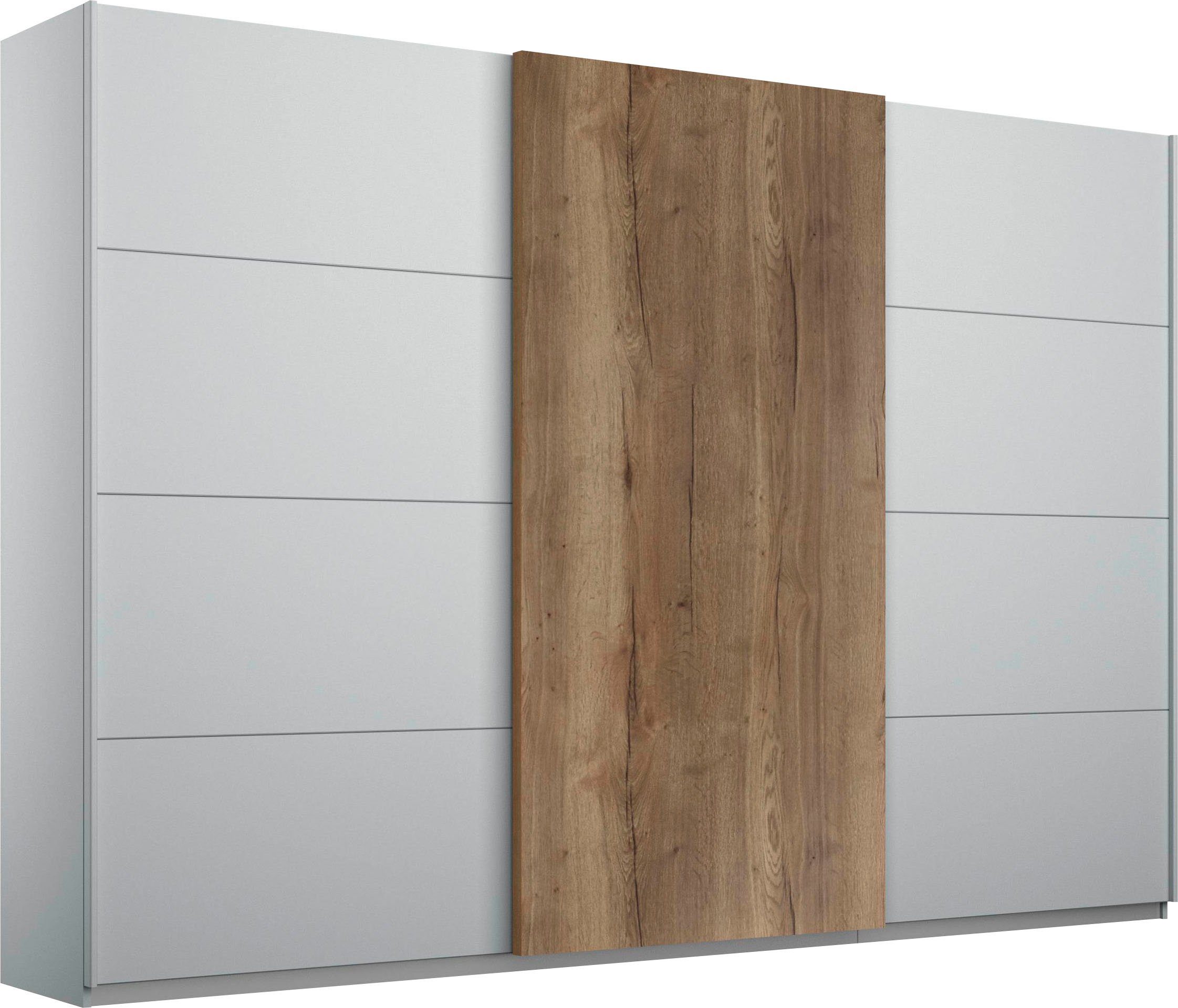 rauch Zweefdeurkast HALIFAX met 50 mm dikke deuren in houtdecor zweefdeurkasten maat 271 cm x 210 cm x 63 cm grijs
