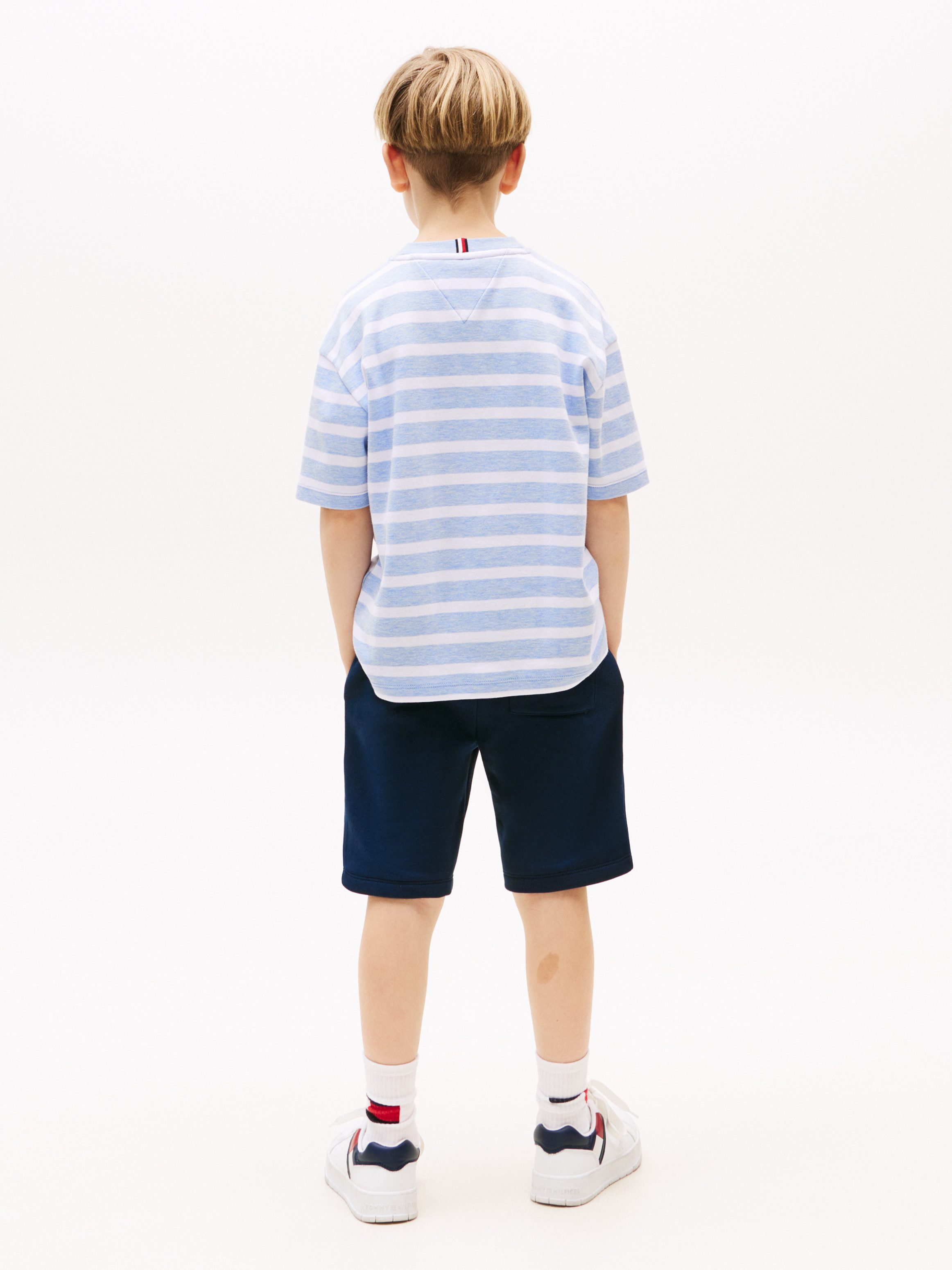 Tommy Hilfiger T-shirt INTERLOCK STRIPE HTR T-SHIRT SS voor kinderen tot 16 jaar, met klein vlag-label