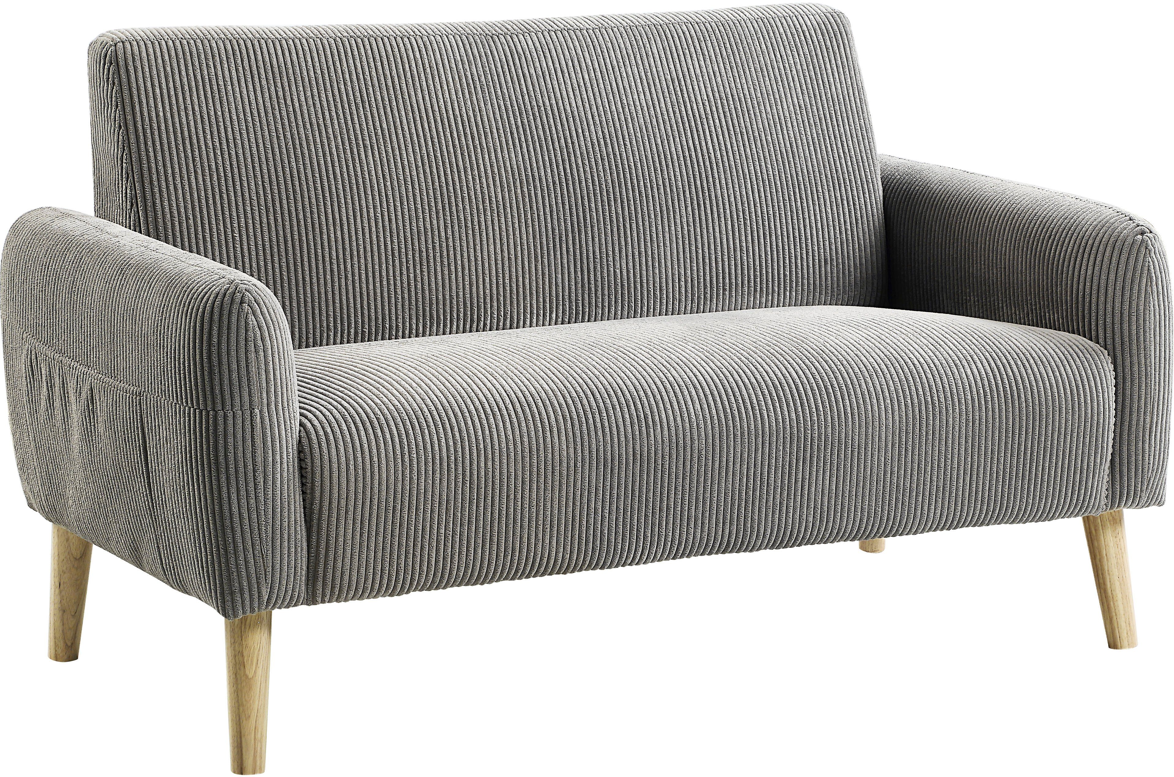 ATLANTIC home collection 2-zitsbank Moby met binnenvering, kleine zak en moderne ribfluwelen bekleding